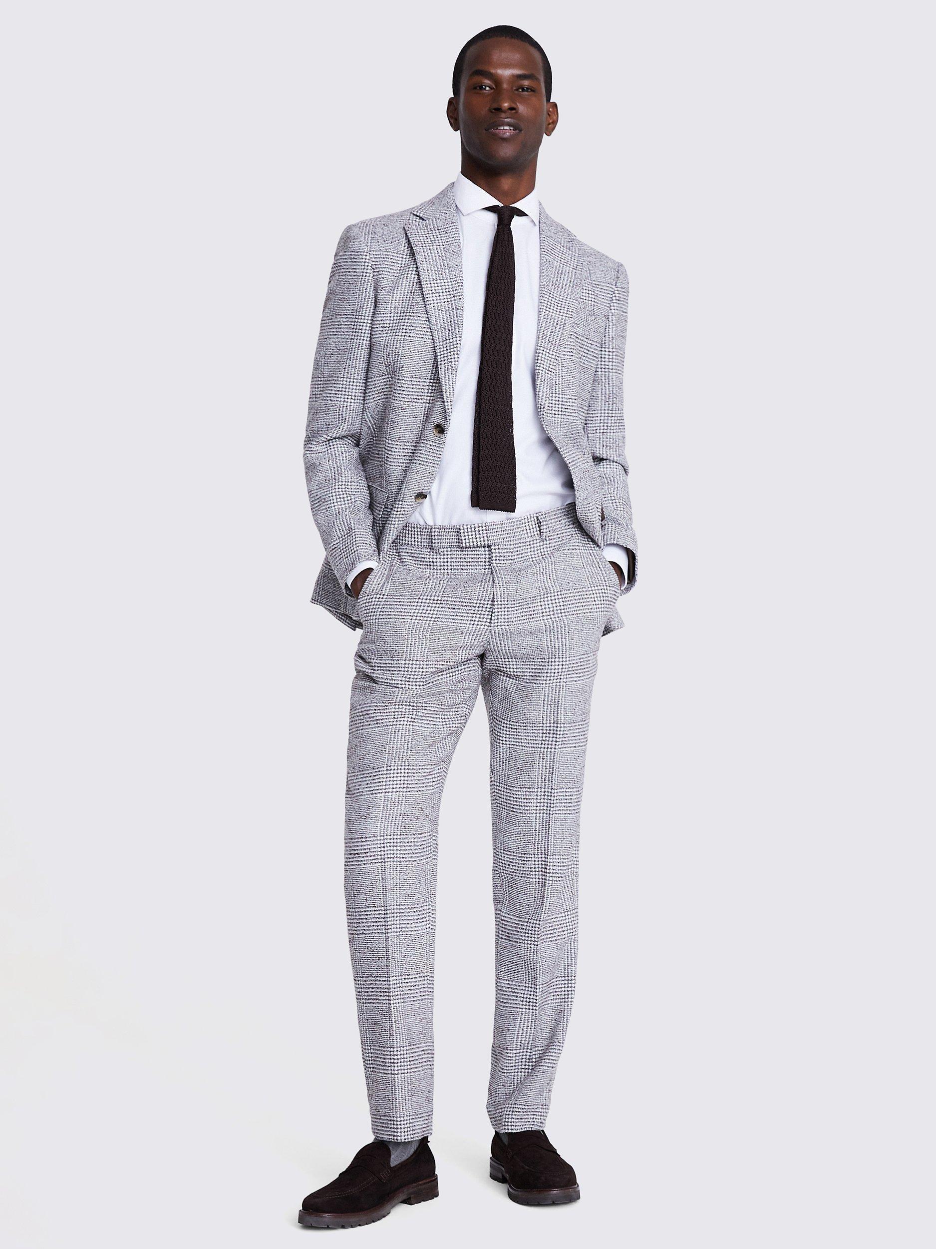 Moss Tailored Fit Check Tweed Suit Jacket, Grey