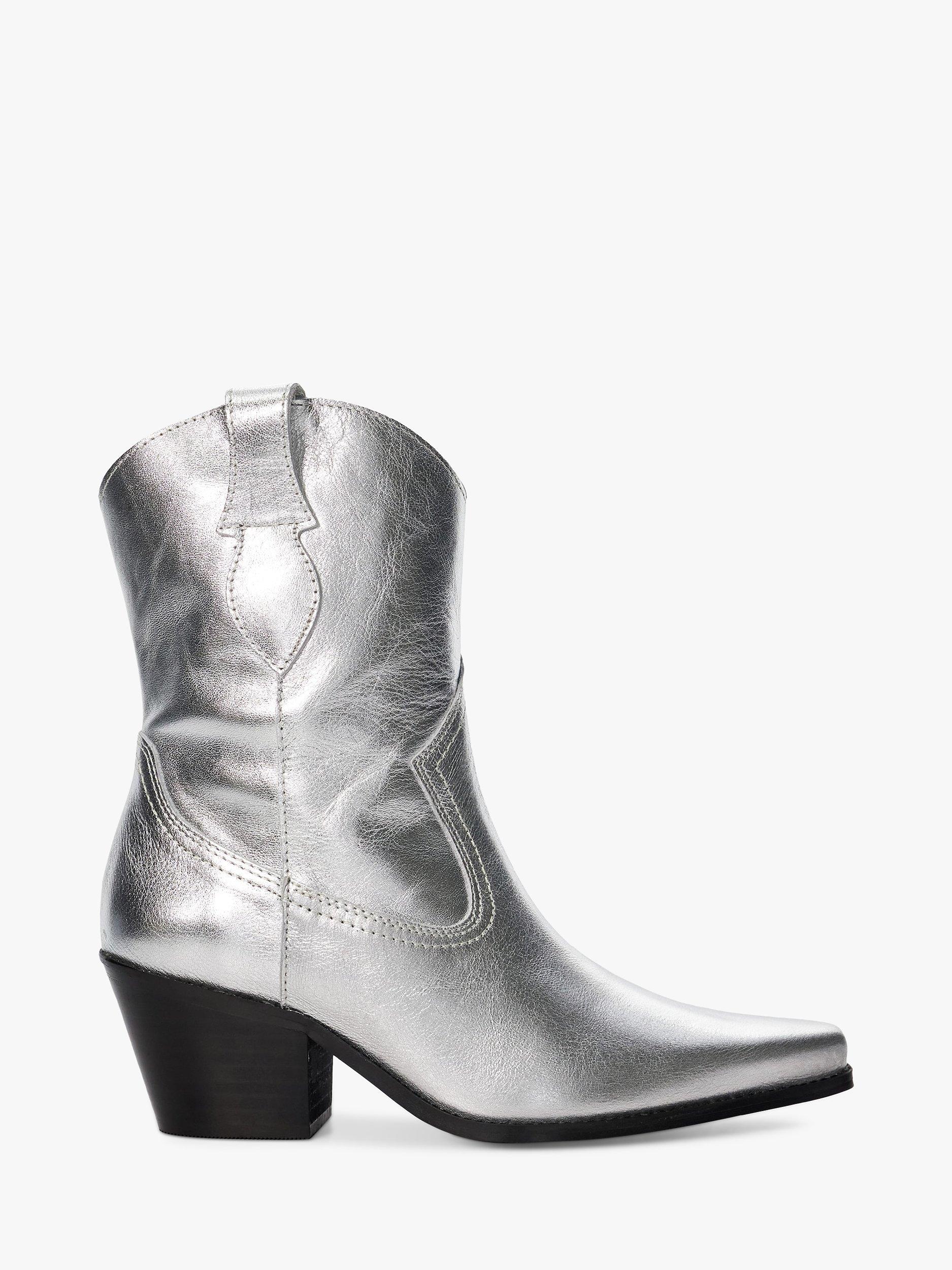 Dune Pardner 2 Leather Cowboy Boots Silver