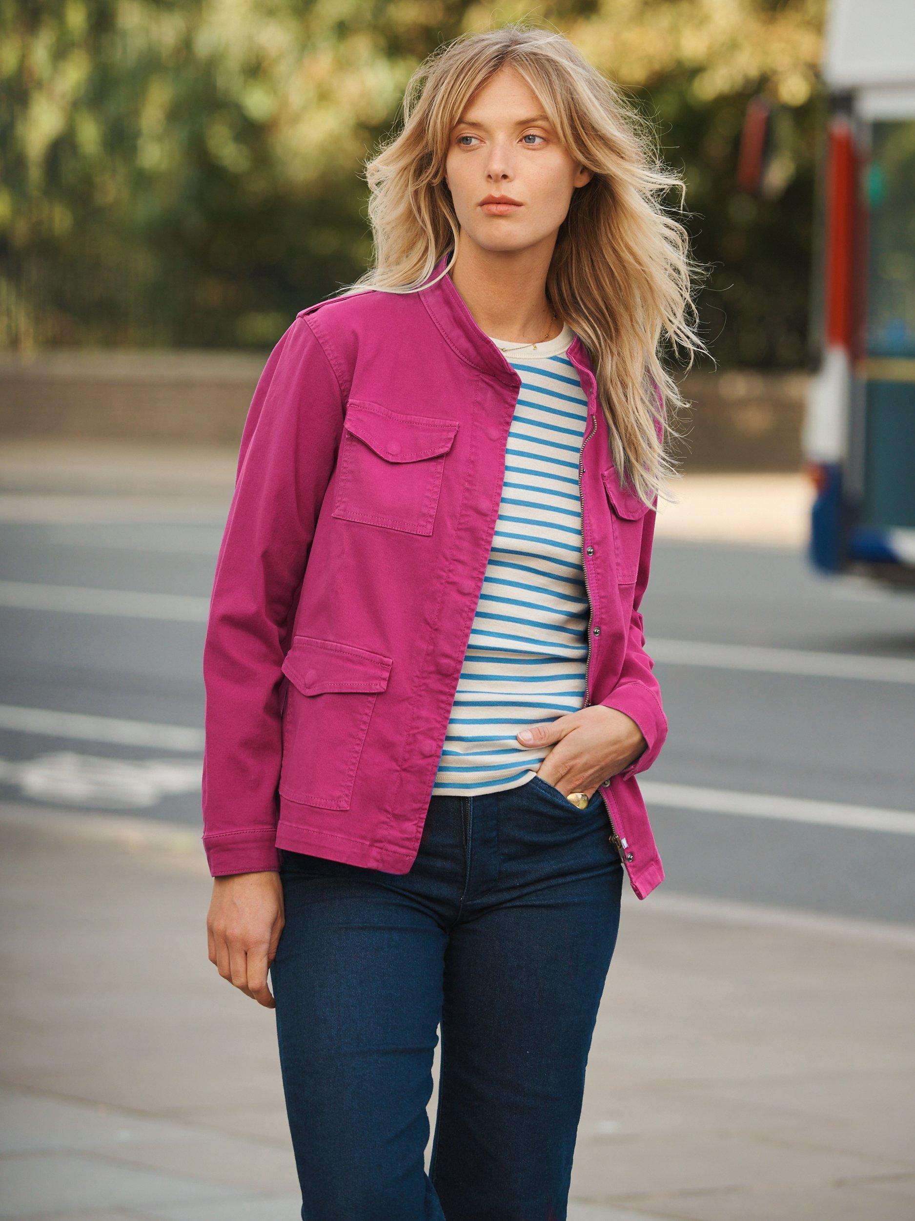 NRBY Monica Cotton Utility Jacket, Hot Pink