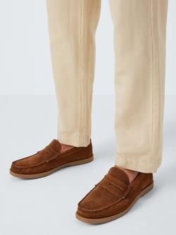 John Lewis Easy Suede Loafers - view 2, Snuff