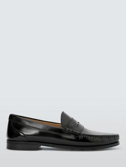 John Lewis Cornell Leather Loafers, Black Black