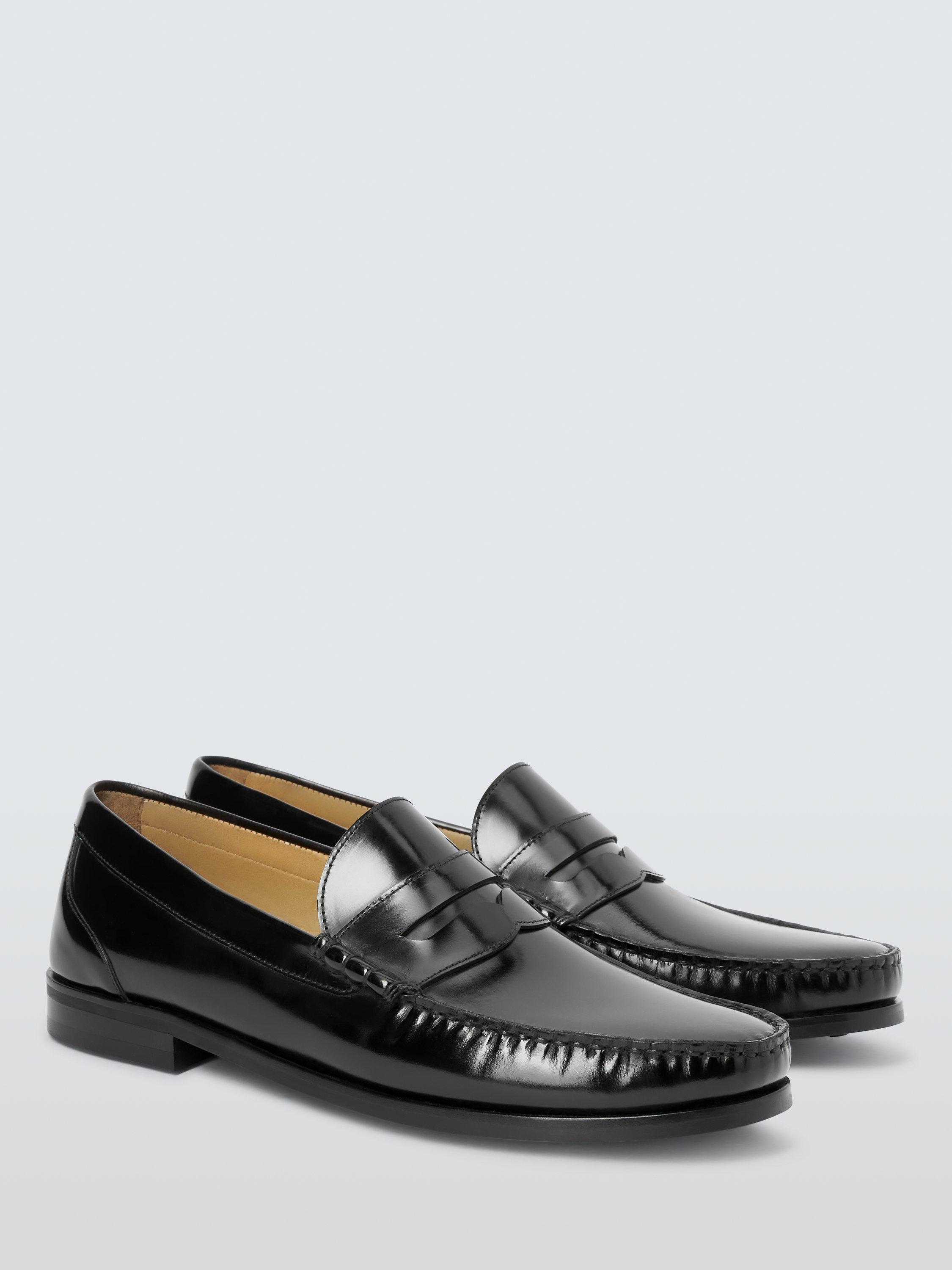 John Lewis Cornell Leather Loafers, Black, 9