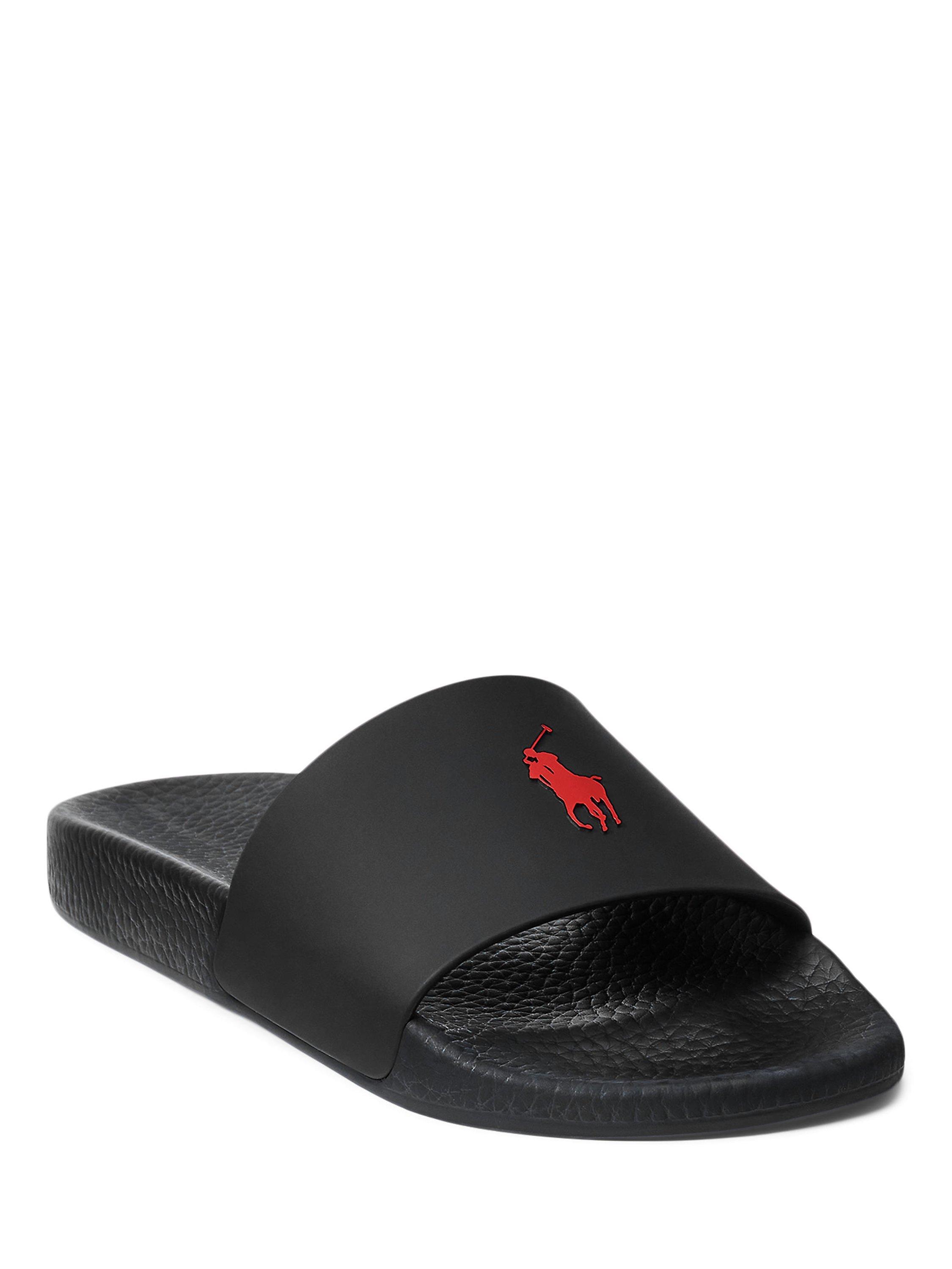 Product image 2 of 4, which shows Polo Ralph Lauren Slider Sandals, Black/Red, 9