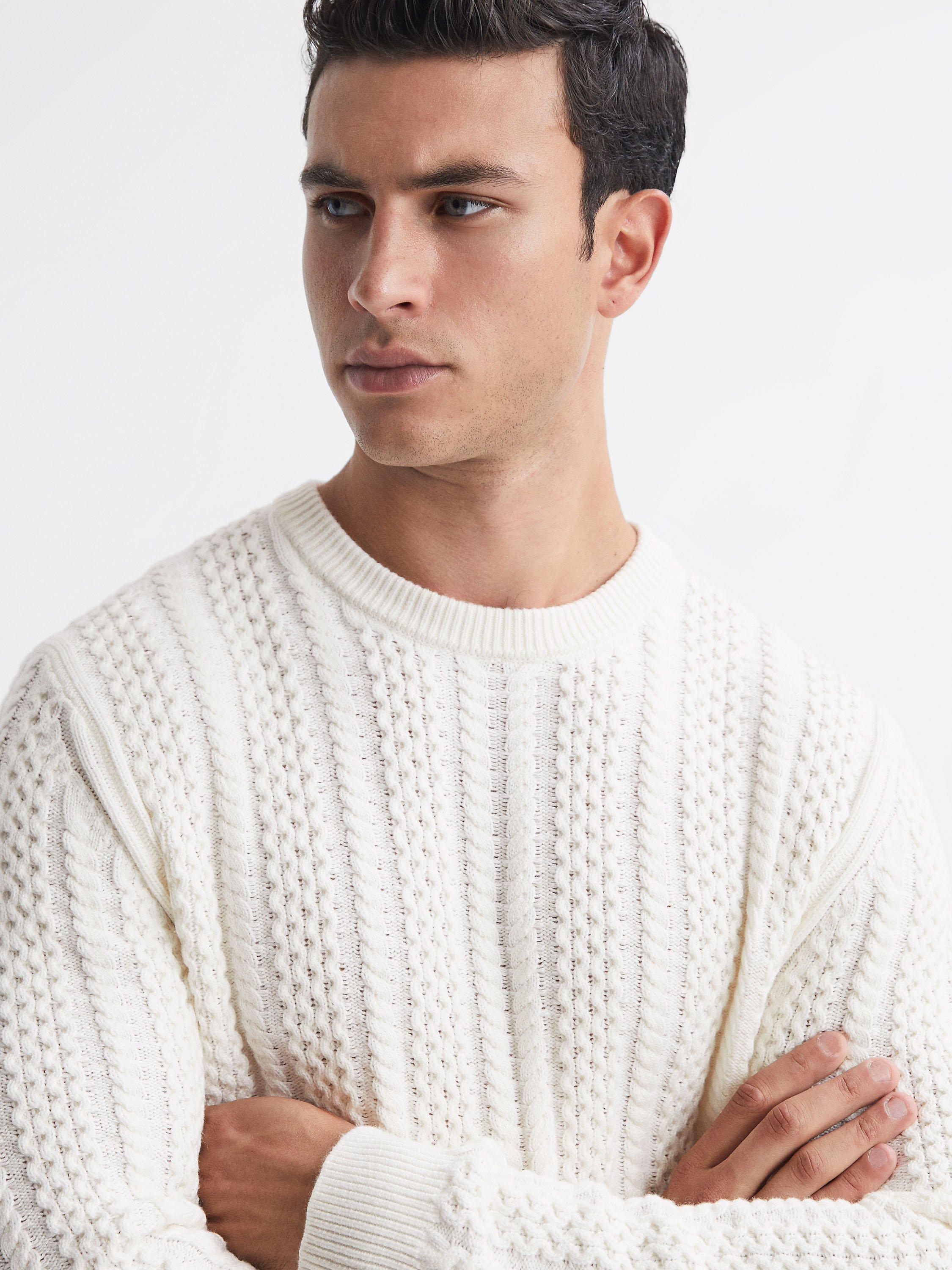 Reiss Arlington Long Sleeve Wool Blend Cable Knit Jumper