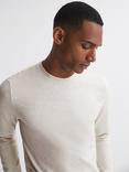 Reiss Adam Long Sleeve Crew Neck Top, Oatmeal Melange