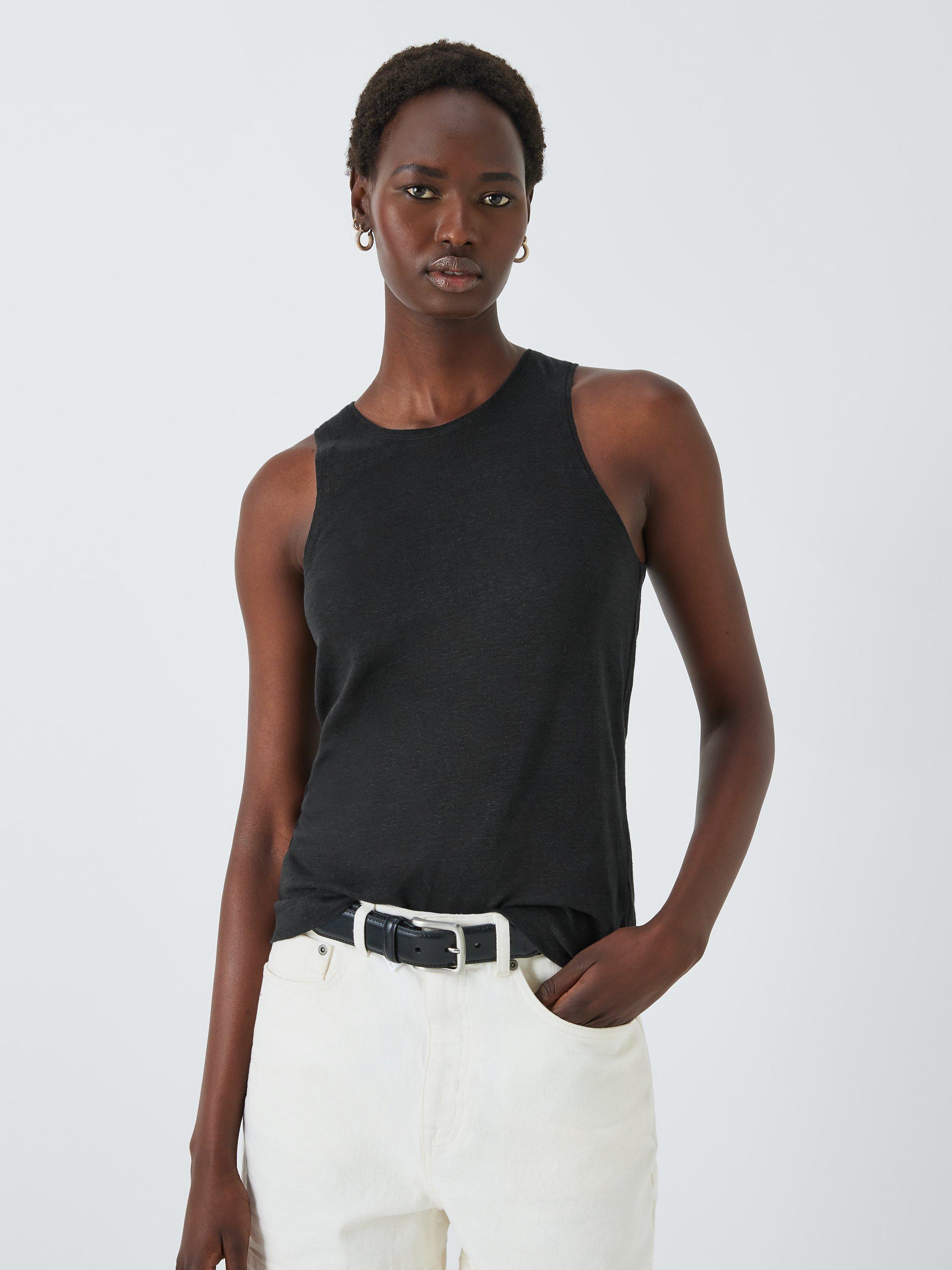 John Lewis Relaxed Fit Linen Vest, Black