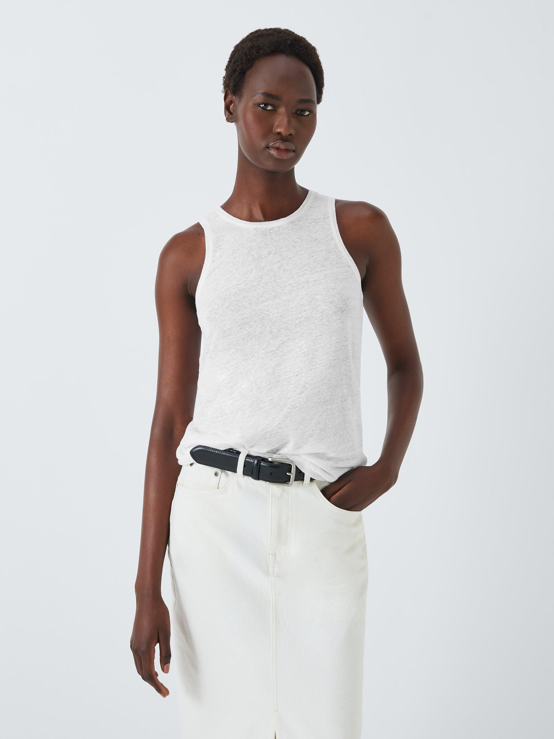 John Lewis Relaxed Fit Linen Vest White