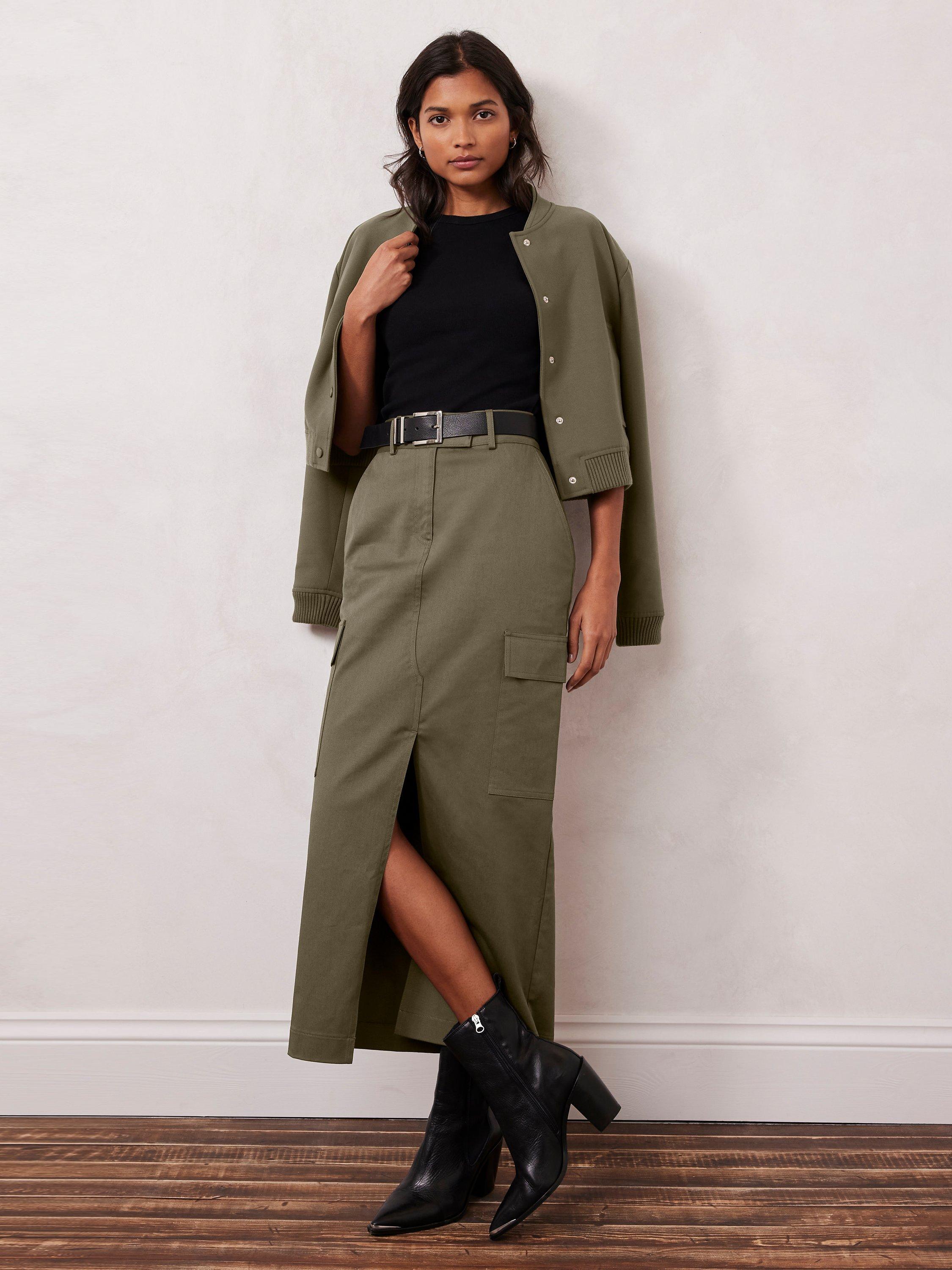 Khaki skirt cotton hotsell