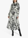 James Lakeland Tie Dye Satin Shirt Dress, Black/White, Black/White