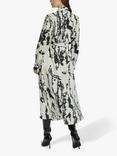 James Lakeland Tie Dye Satin Shirt Dress, Black/White, Black/White