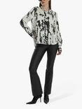 James Lakeland Tie Dye Satin Blouse, Black/White, Black/White