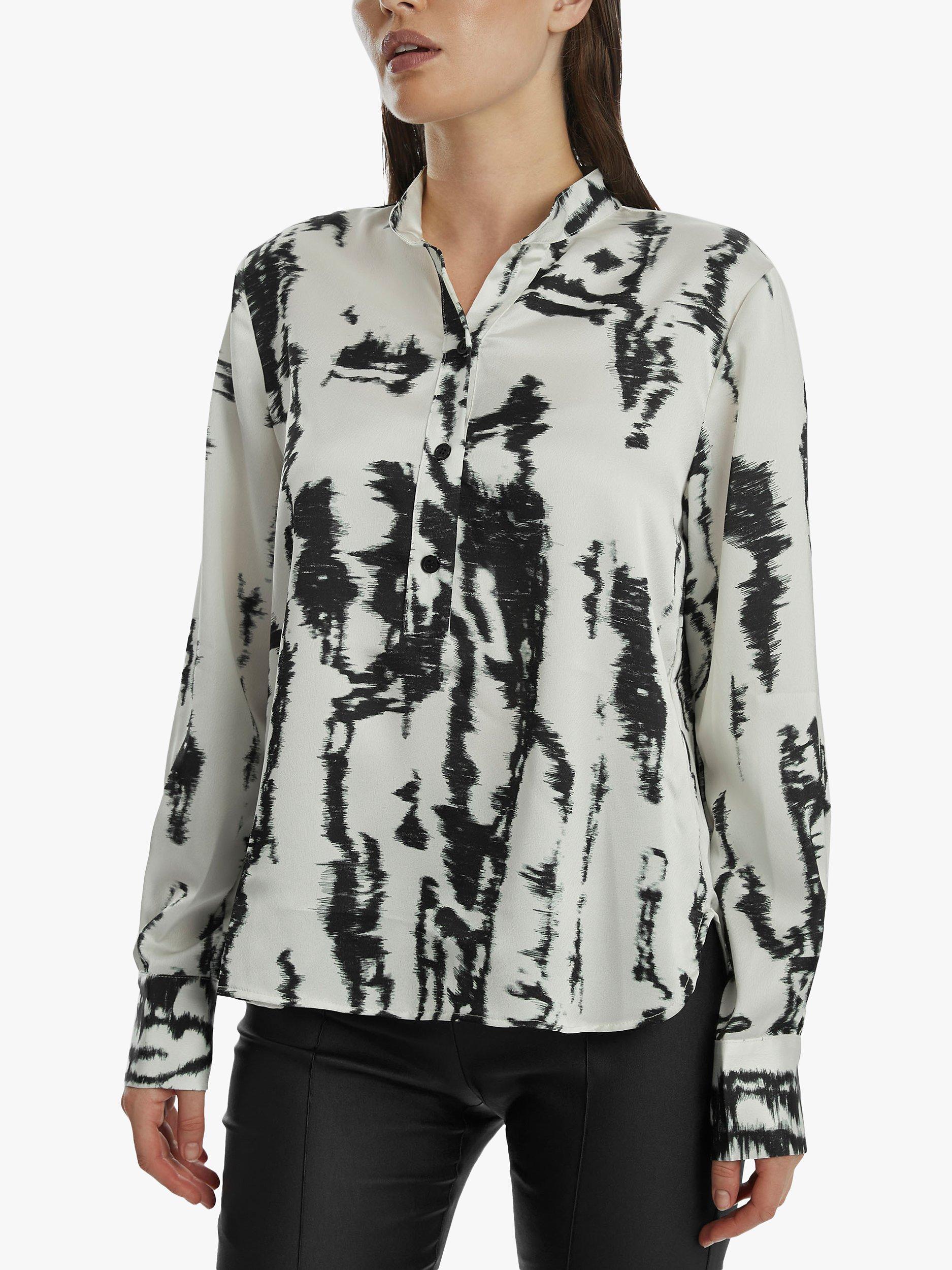 Product image 2 of 5, which shows James Lakeland Tie Dye Satin Blouse, Black/White, 16