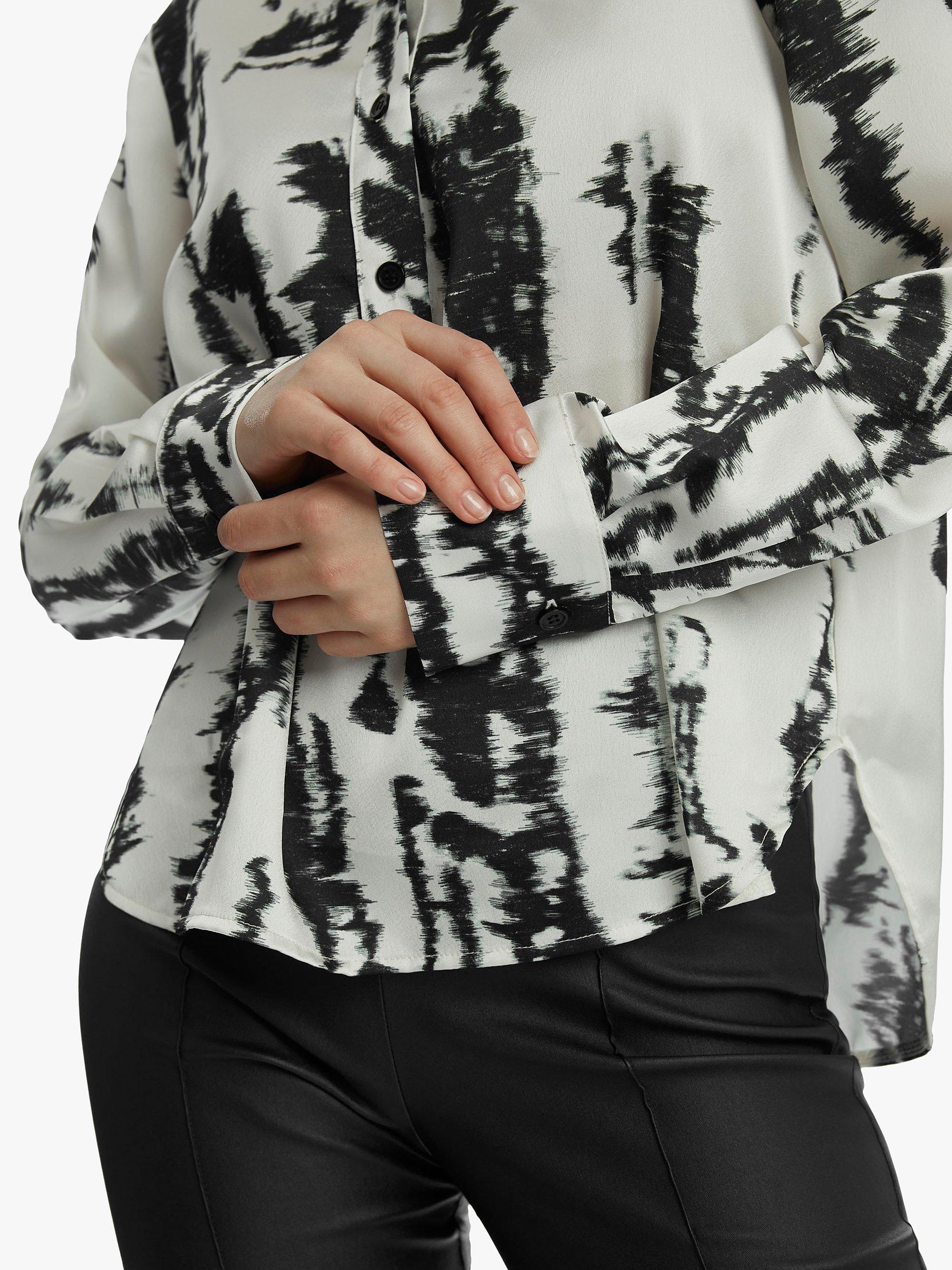 Product image 4 of 5, which shows James Lakeland Tie Dye Satin Blouse, Black/White, 16