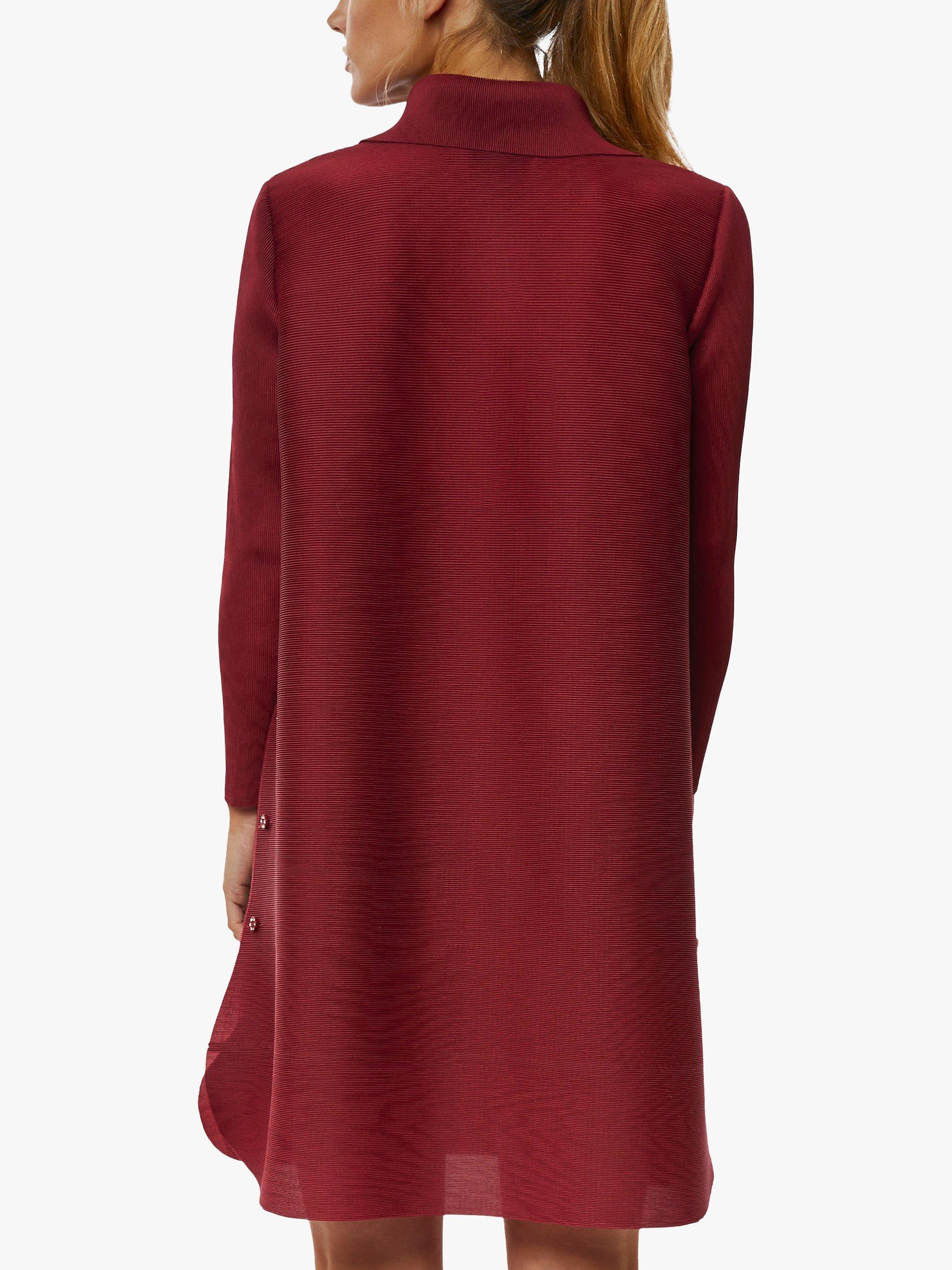 Product image 2 of 4, which shows James Lakeland Pleated Side Button Shirt Dress, Burgundy, S-M