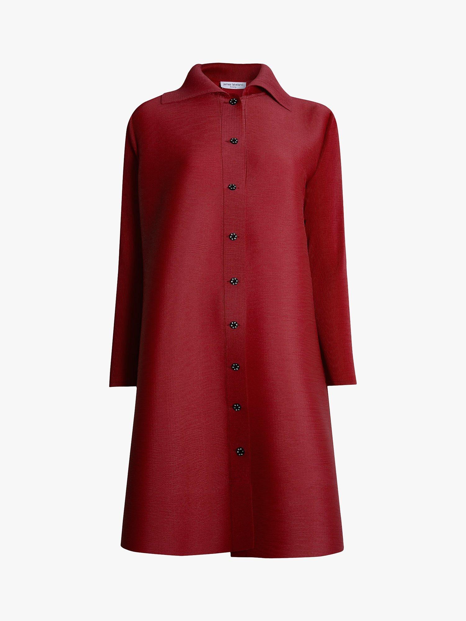 Product image 4 of 4, which shows James Lakeland Pleated Side Button Shirt Dress, Burgundy, S-M