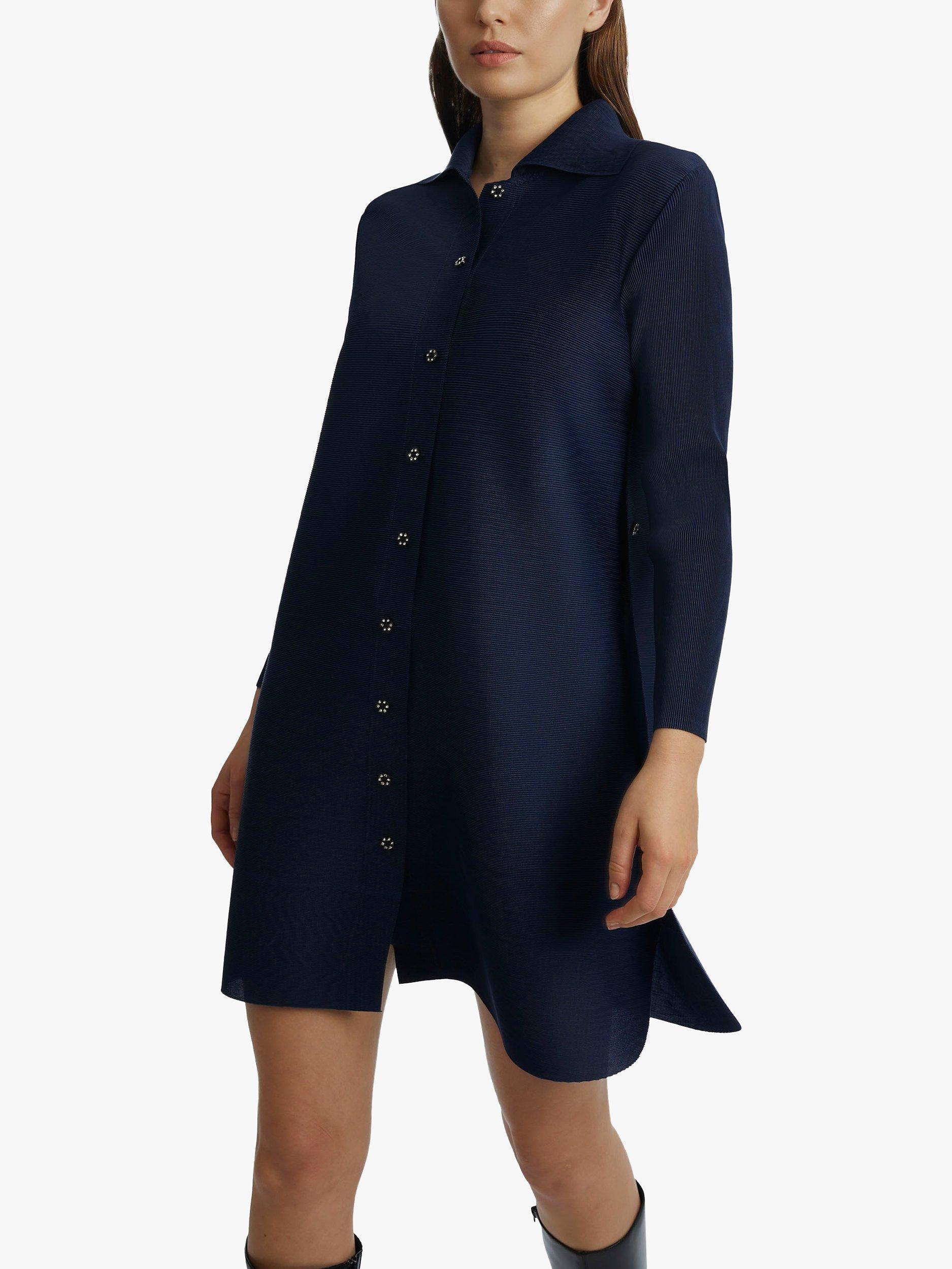 Product image 2 of 5, which shows James Lakeland Pleated Side Button Shirt Dress, Navy, S-M