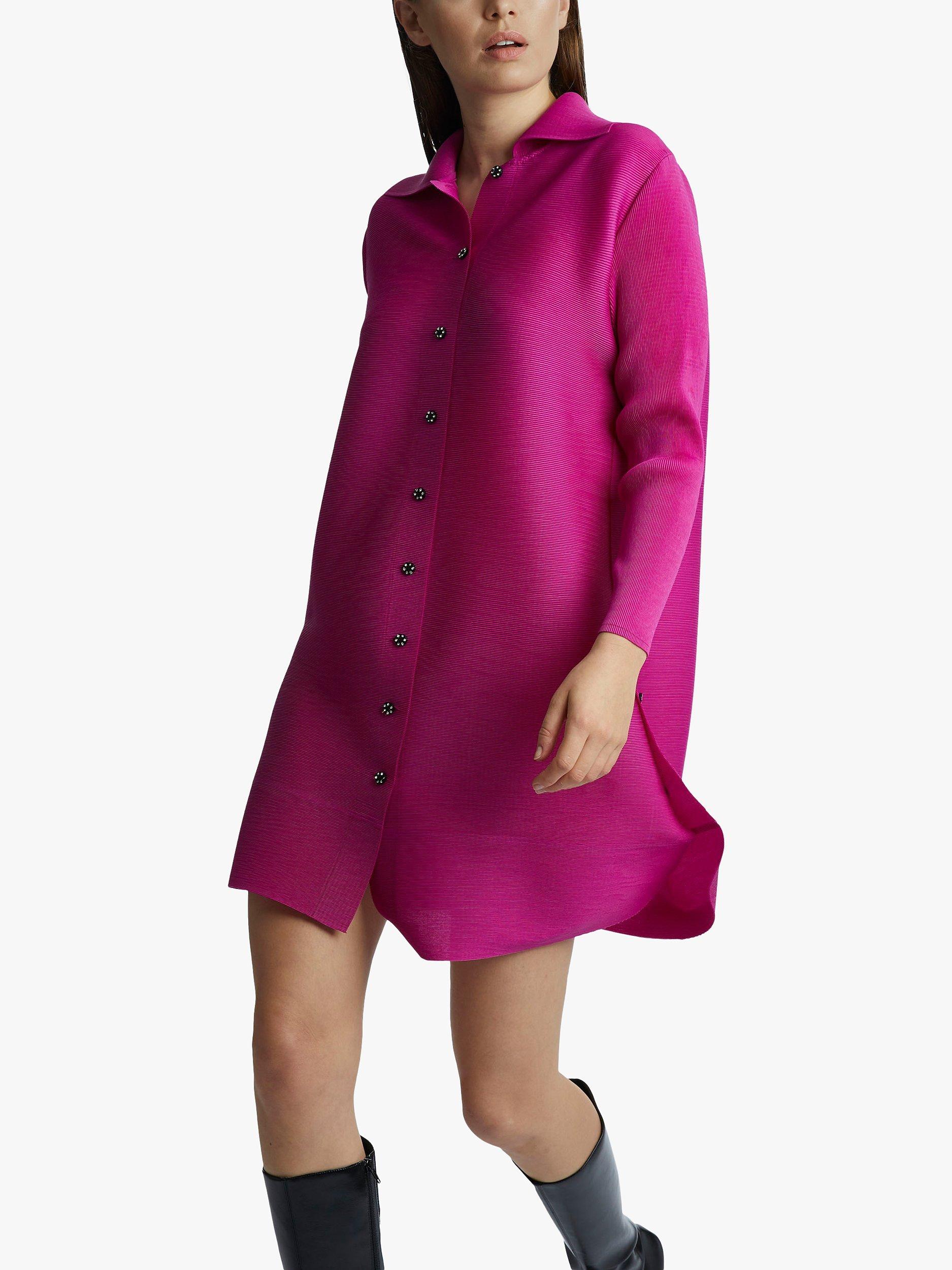 Product image 3 of 4, which shows James Lakeland Pleated Side Button Shirt Dress, Pink, S-M