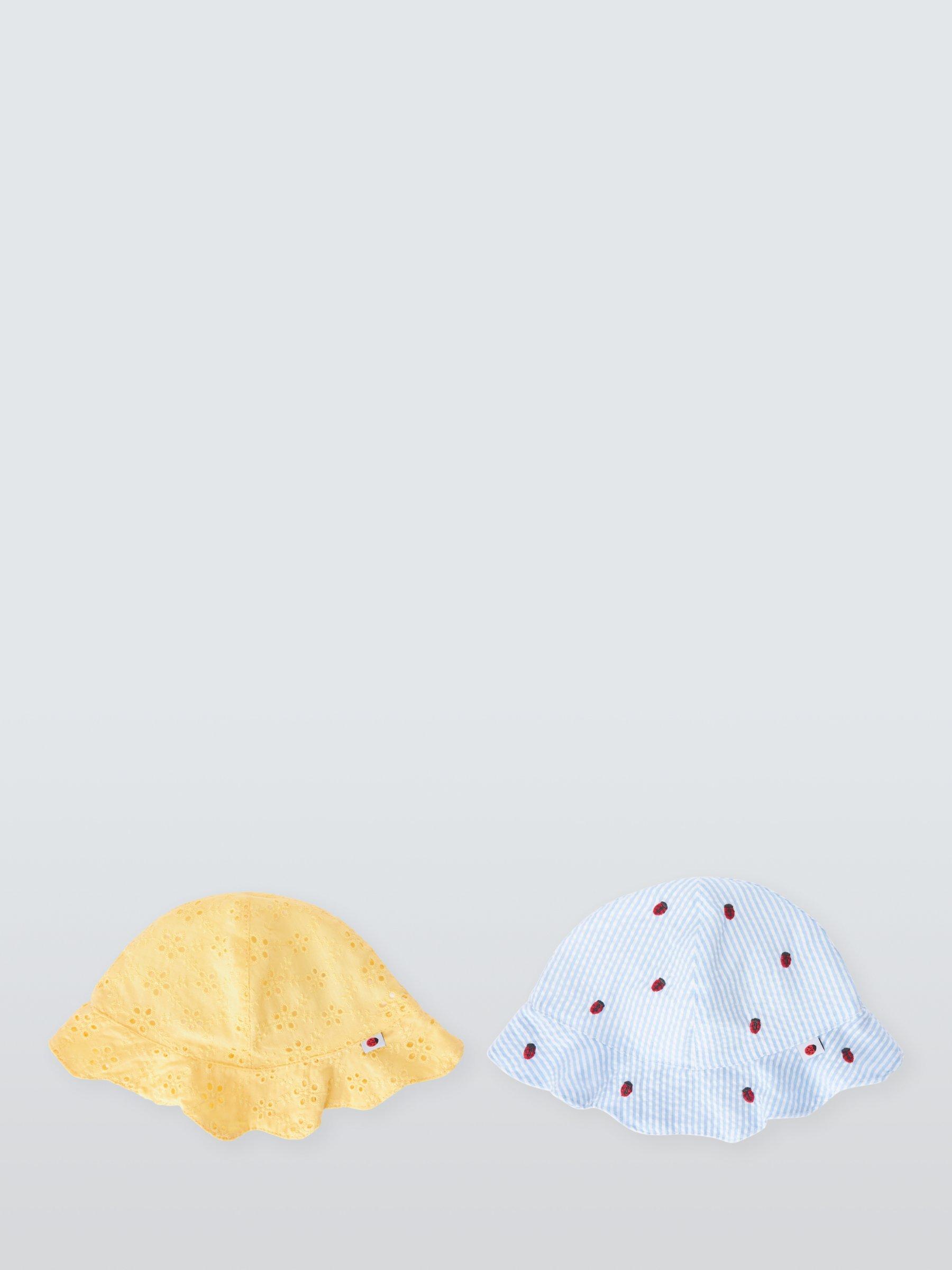 John Lewis Baby Broderie & Stripe Ladybird Sun Hats, Pack Of 2, Multi