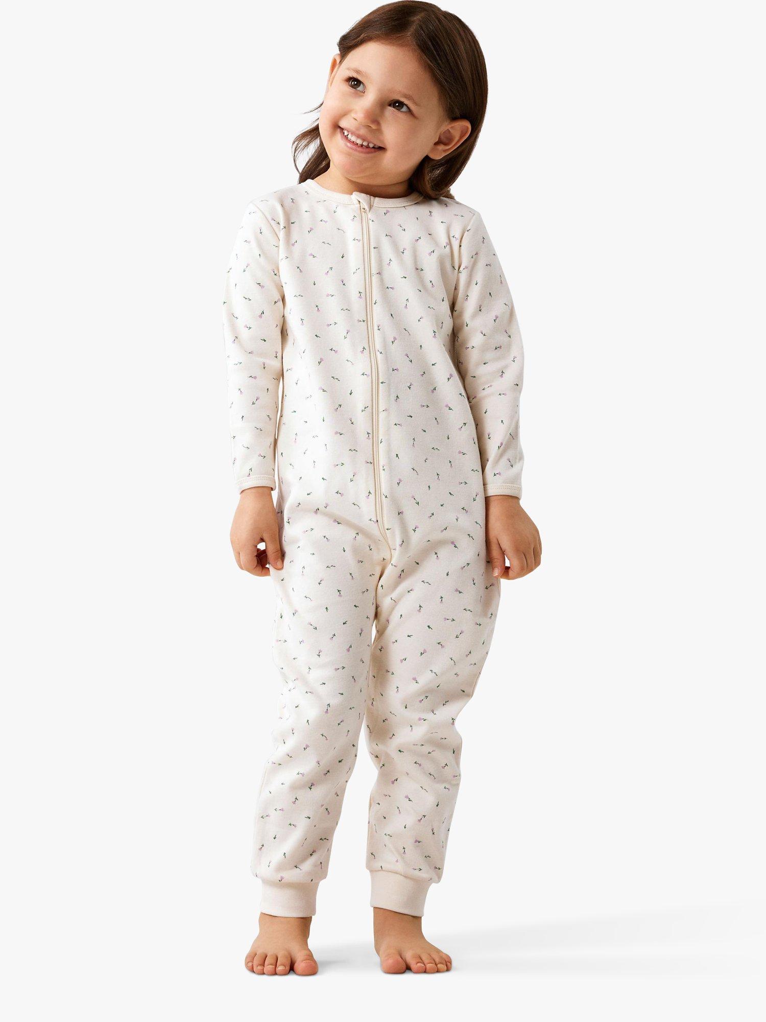 NAME IT Baby Organic Cotton Floral Print Sleepsuit, Buttercream