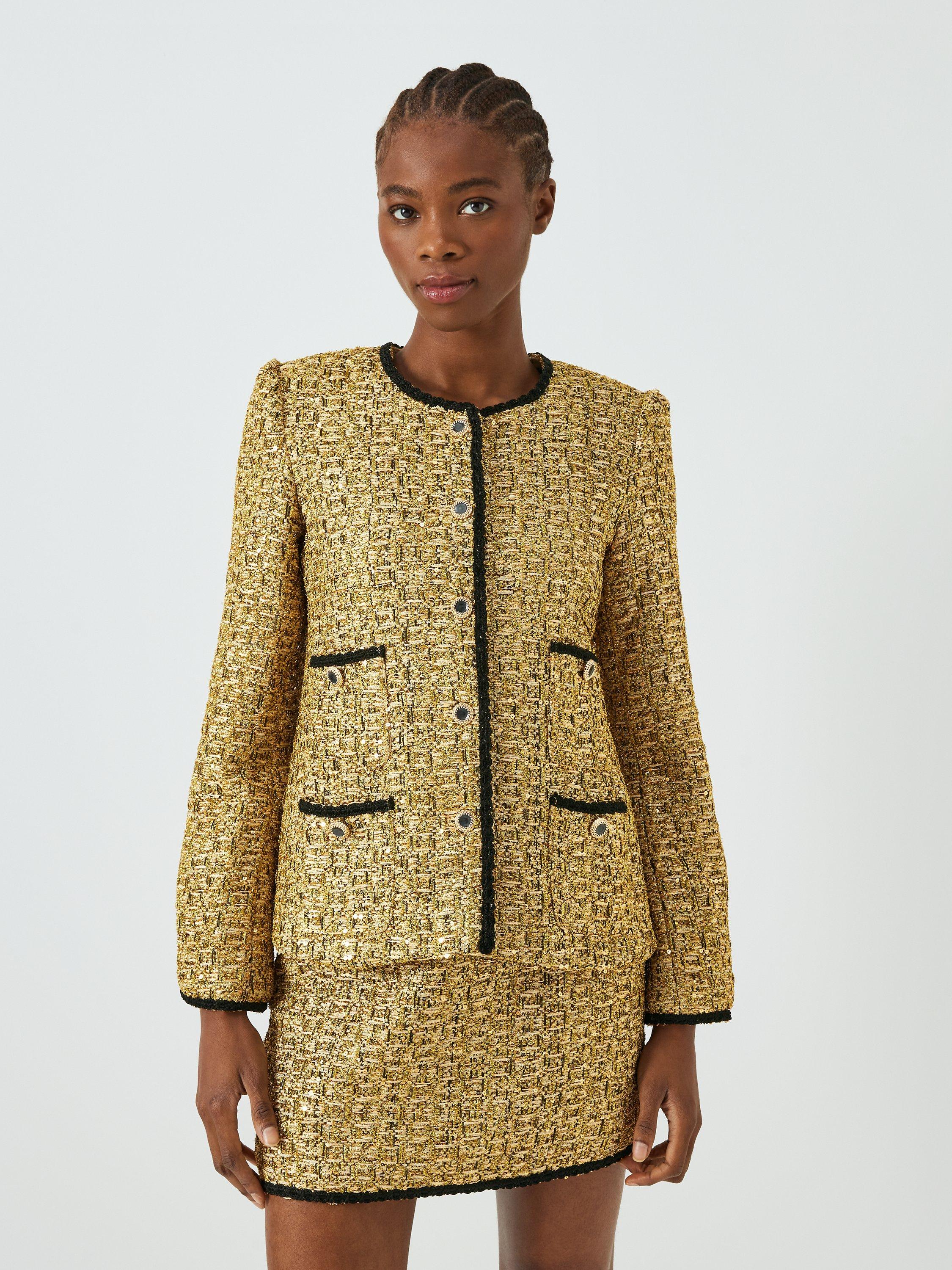 Sister Jane Diva Metallic Tweed Jacket, Gold