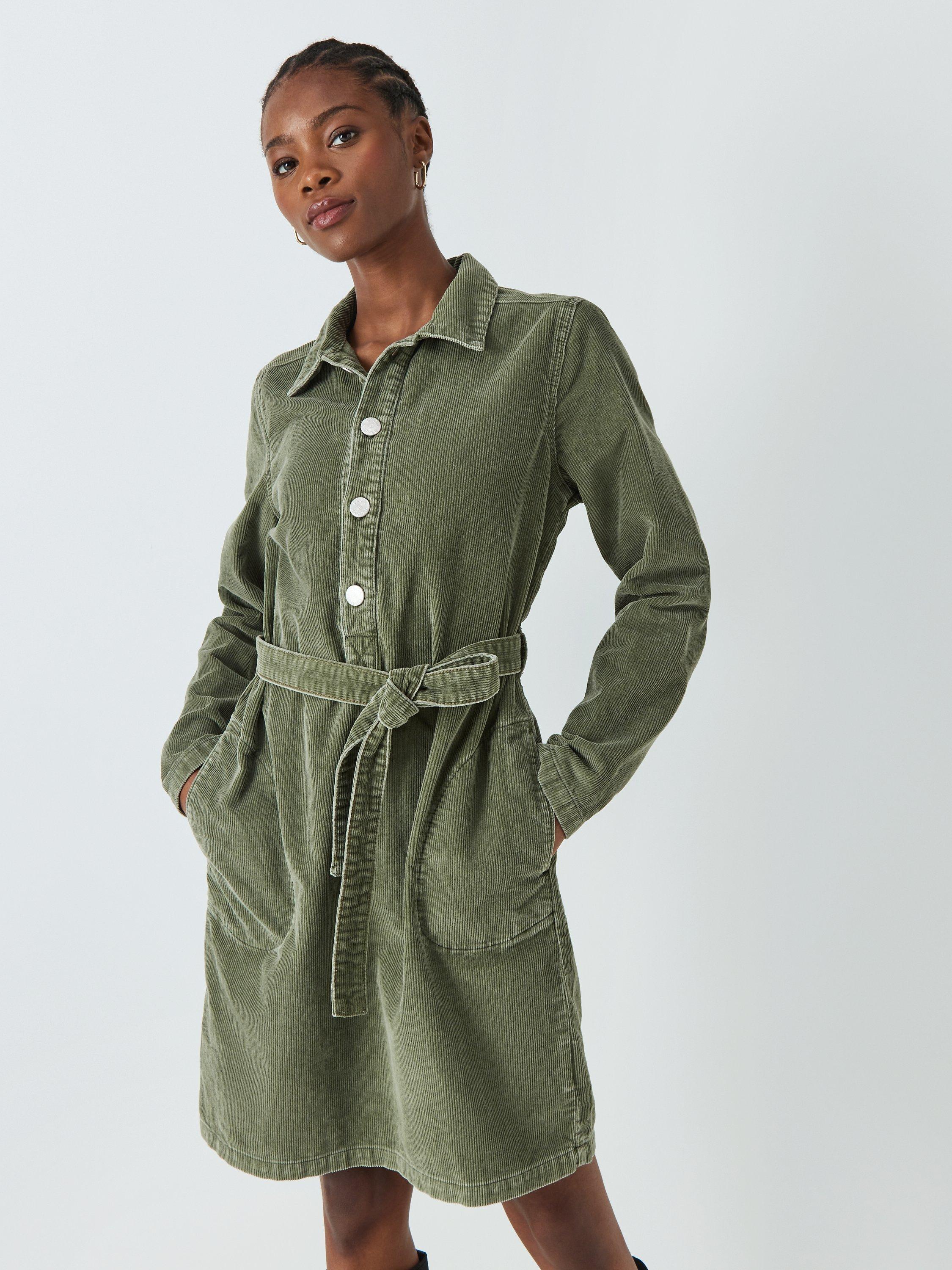 Leon & Harper Regna Corduroy Dress, Green