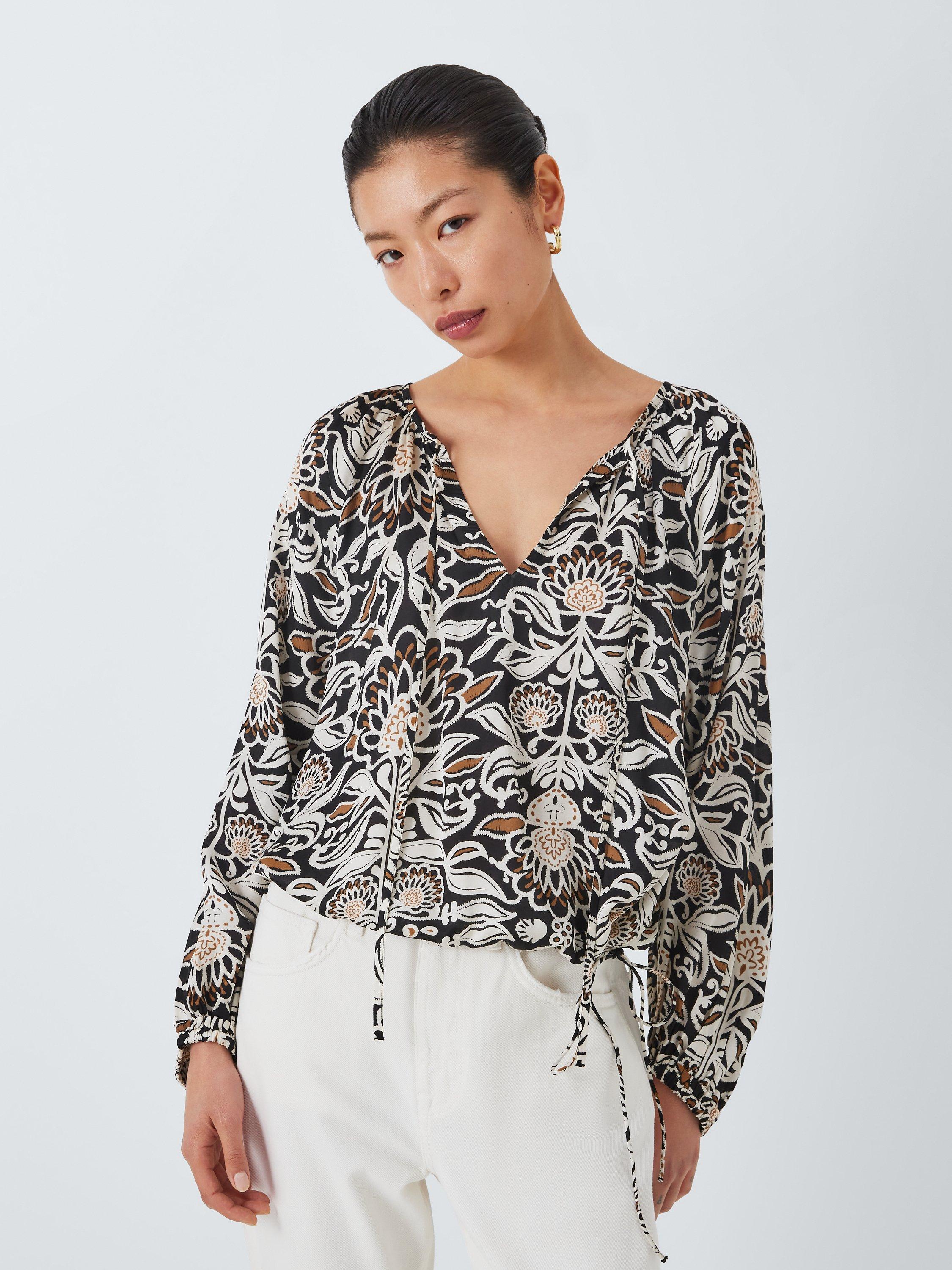 AND/OR Dharna Floral Print Blouse, Black/Multi