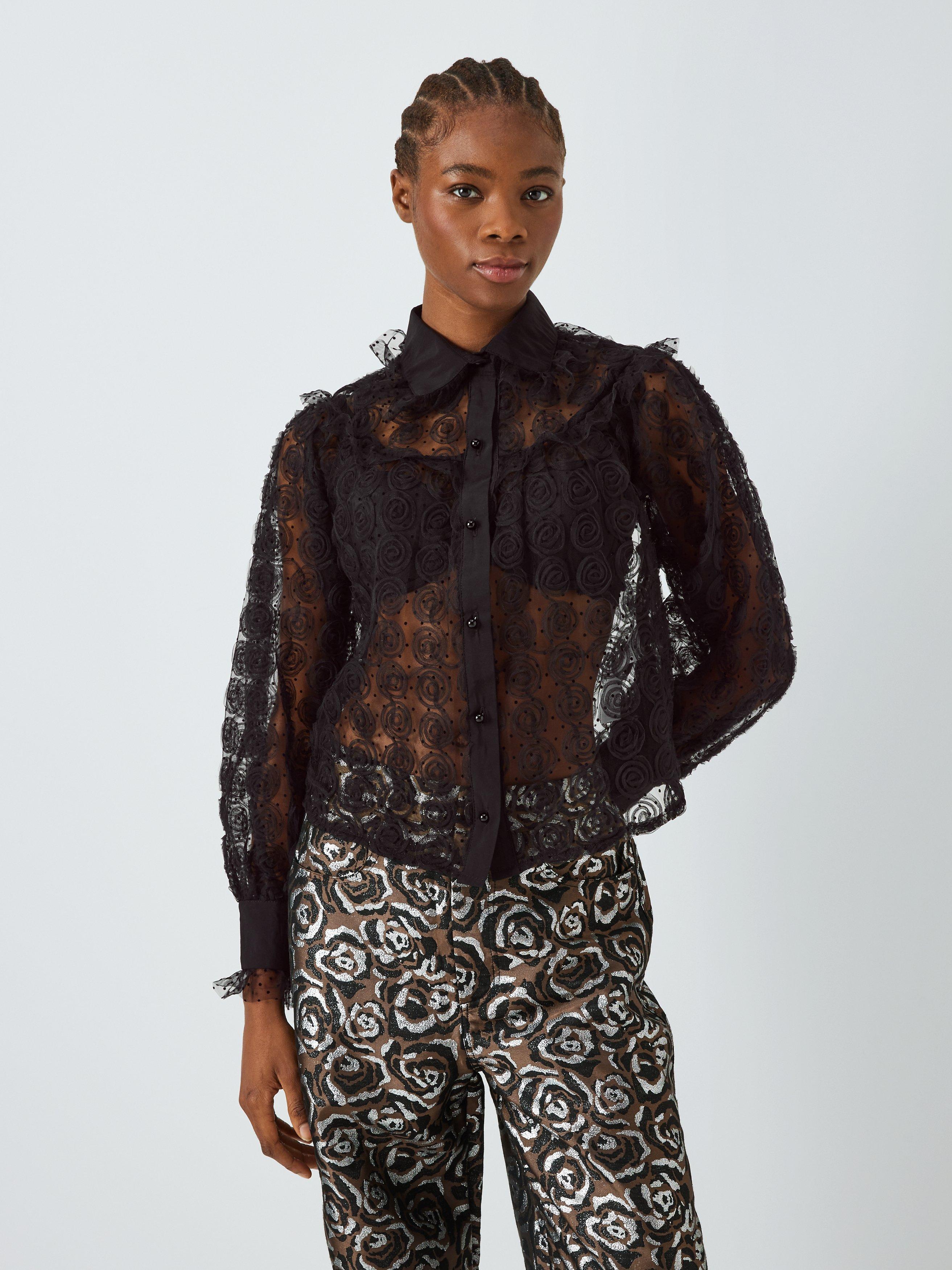 Sister Jane Med Rose Tulle Blouse, Black