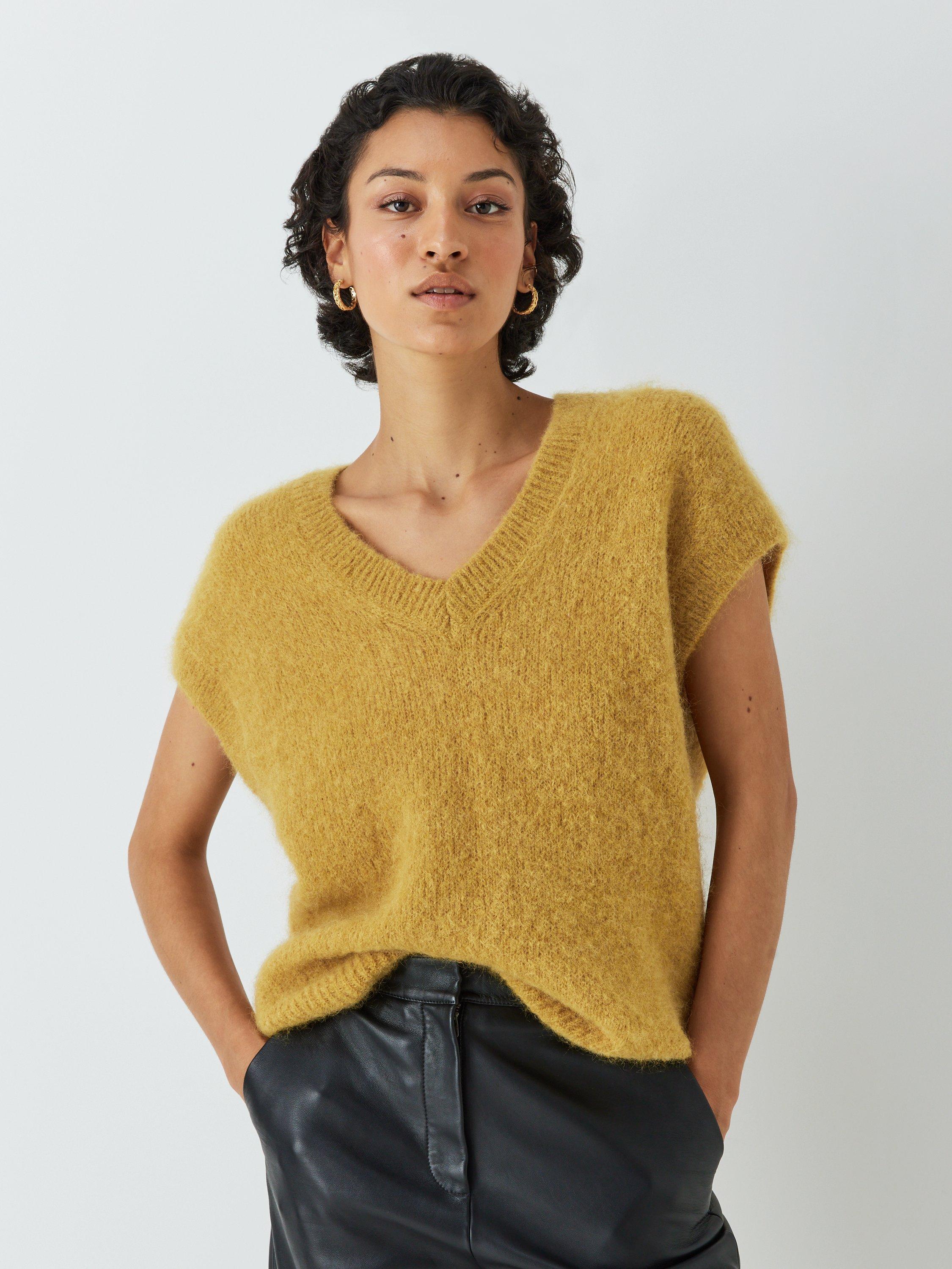 Leon & Harper Mandy Wool Blend Sleeveless Jumper, Yellow