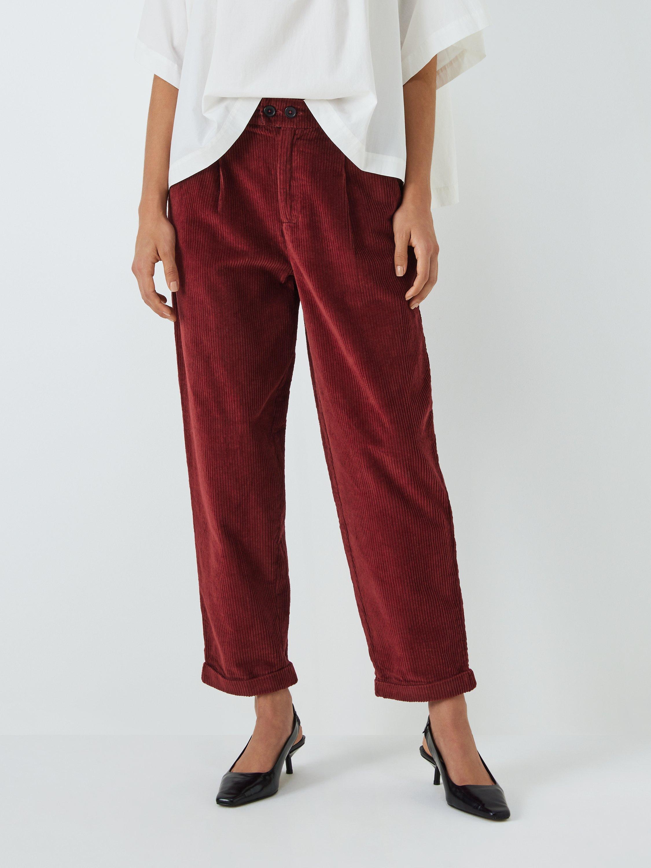 Leon & Harper Prom Velvet Corduroy Trousers, Carmin