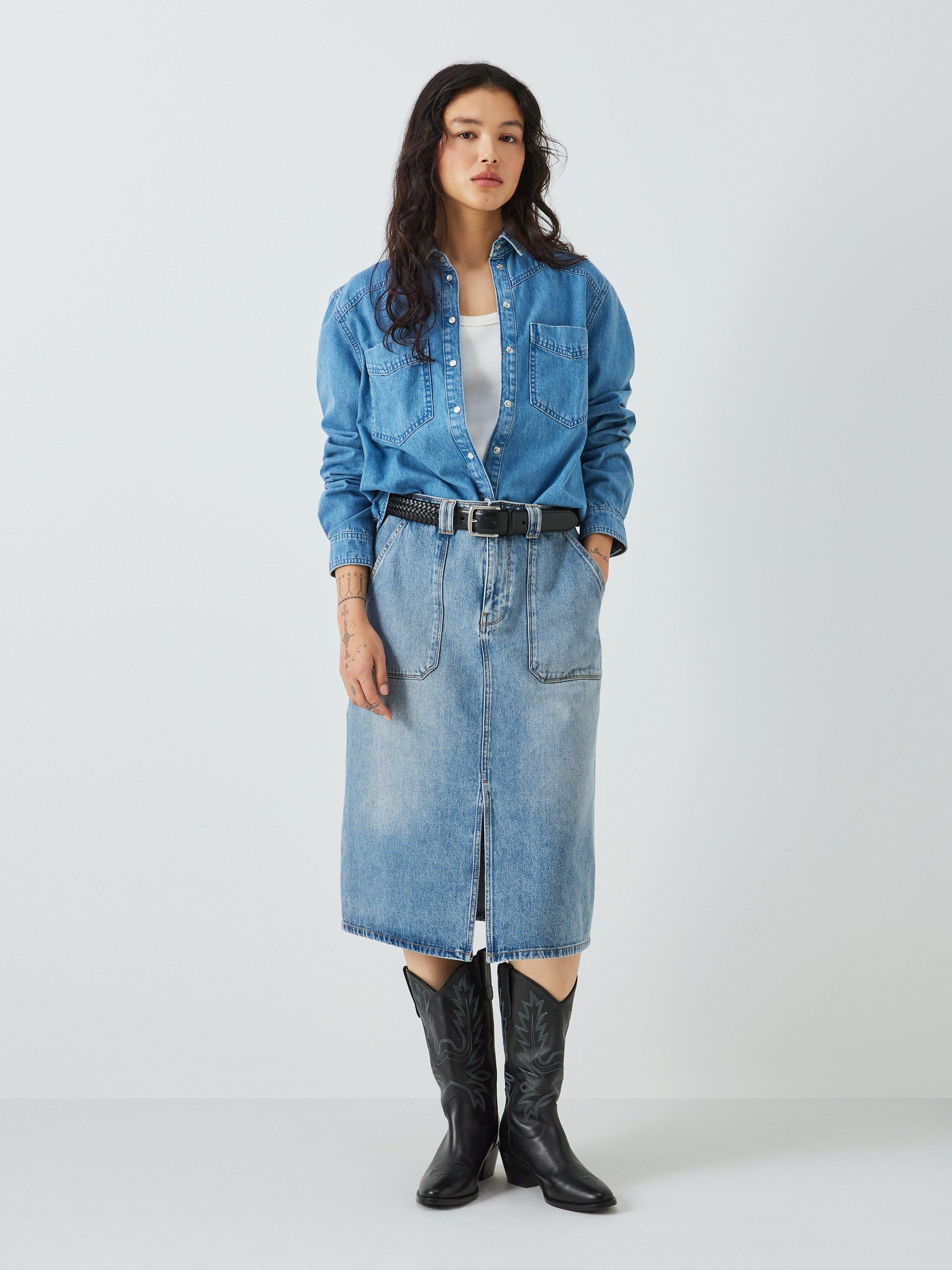 Product image 3 of 6, which shows AND/OR Jonie Denim Skirt, Mid Blue, 6