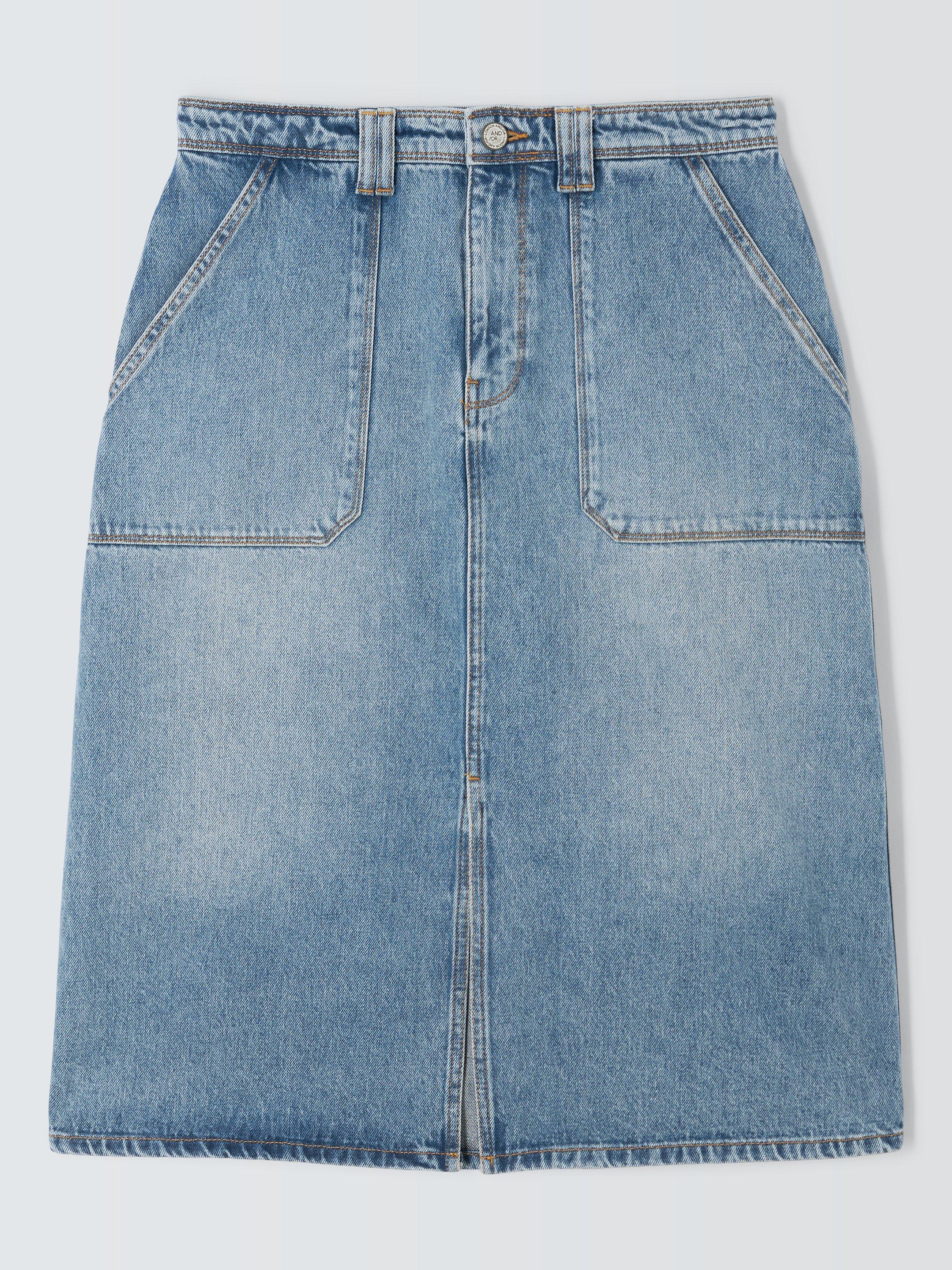 Product image 4 of 6, which shows AND/OR Jonie Denim Skirt, Mid Blue, 6