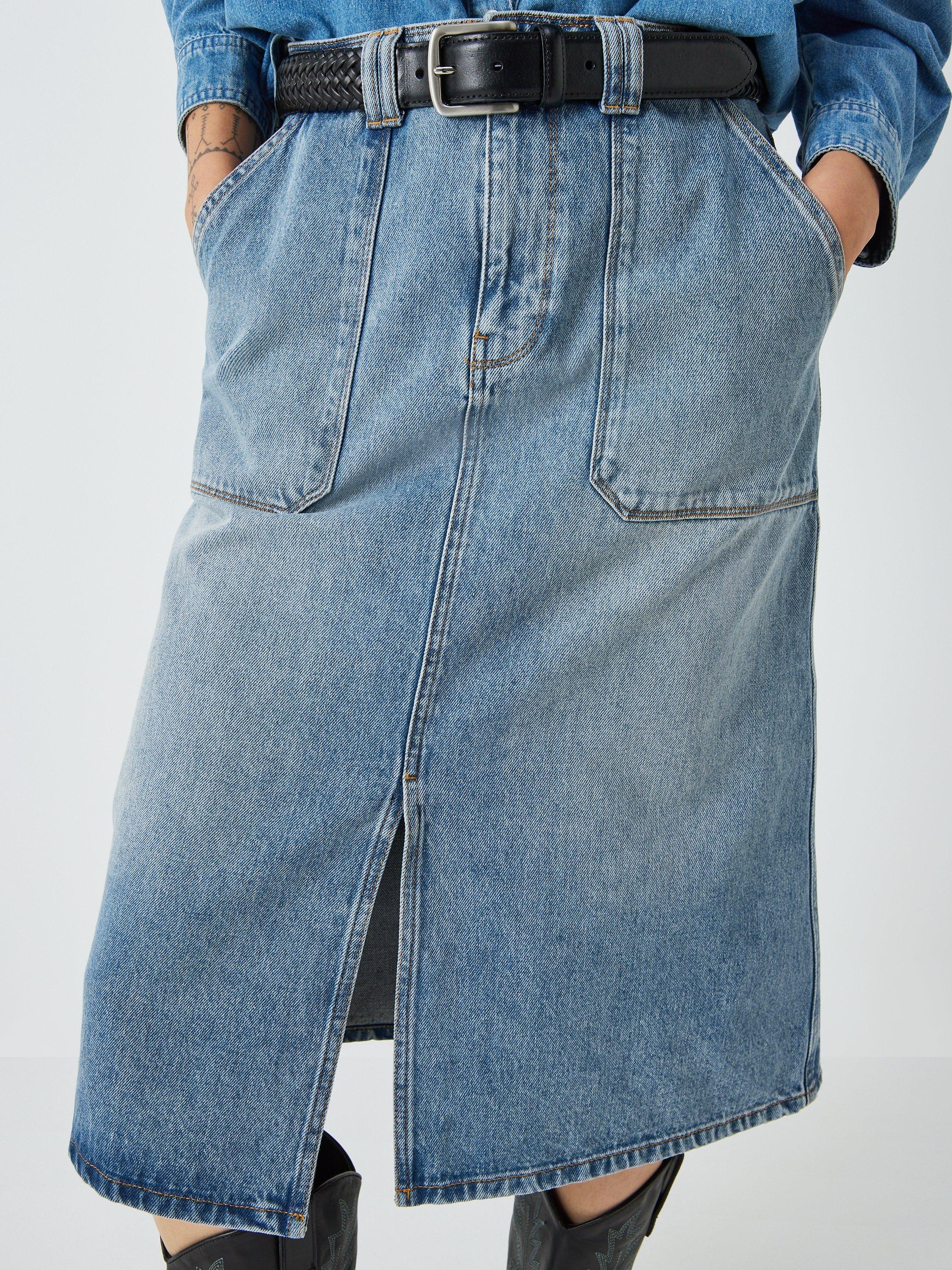 Product image 5 of 6, which shows AND/OR Jonie Denim Skirt, Mid Blue, 6