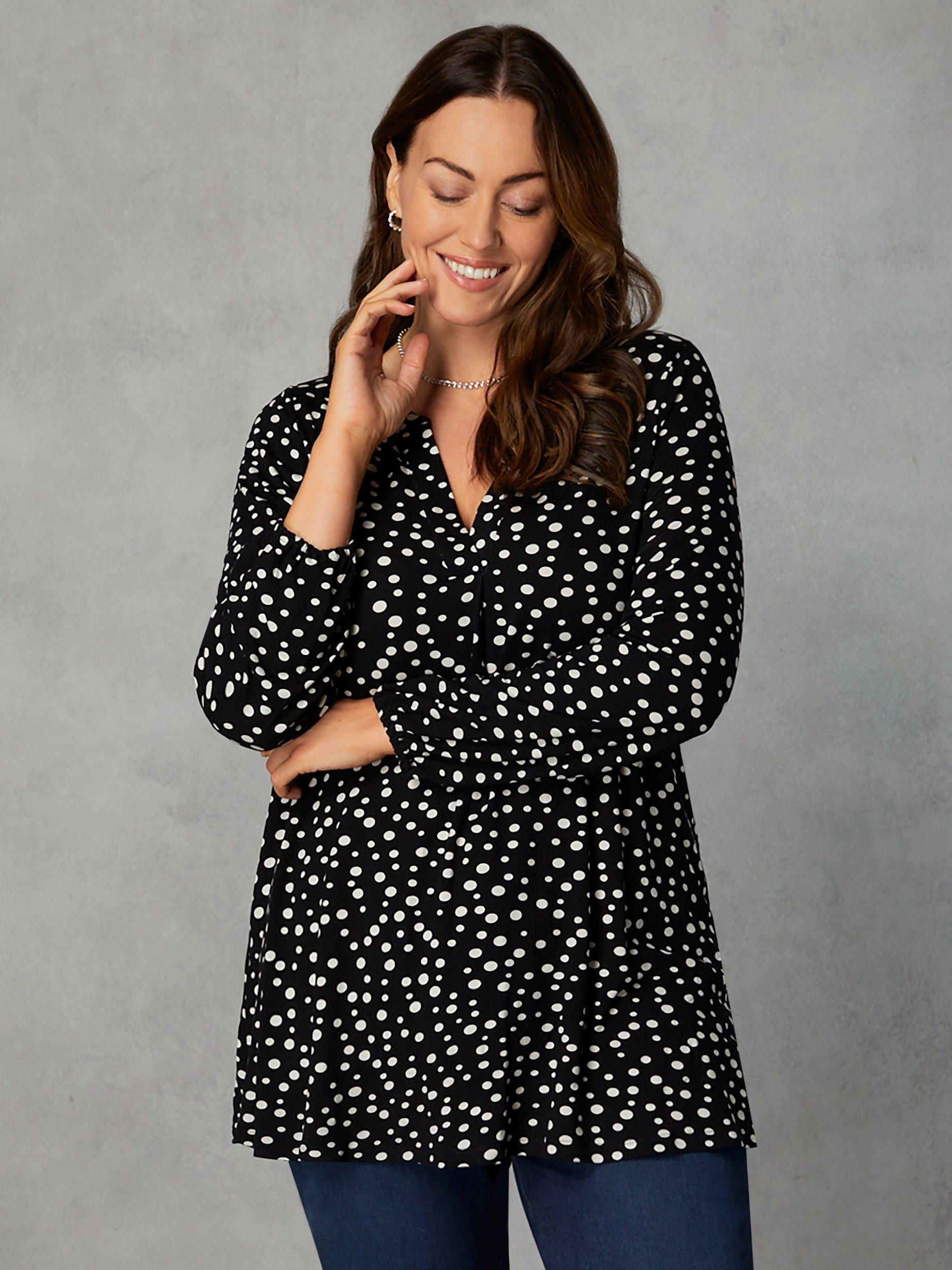 Live Unlimited Curve Petite Mono Spot Top, Black/White
