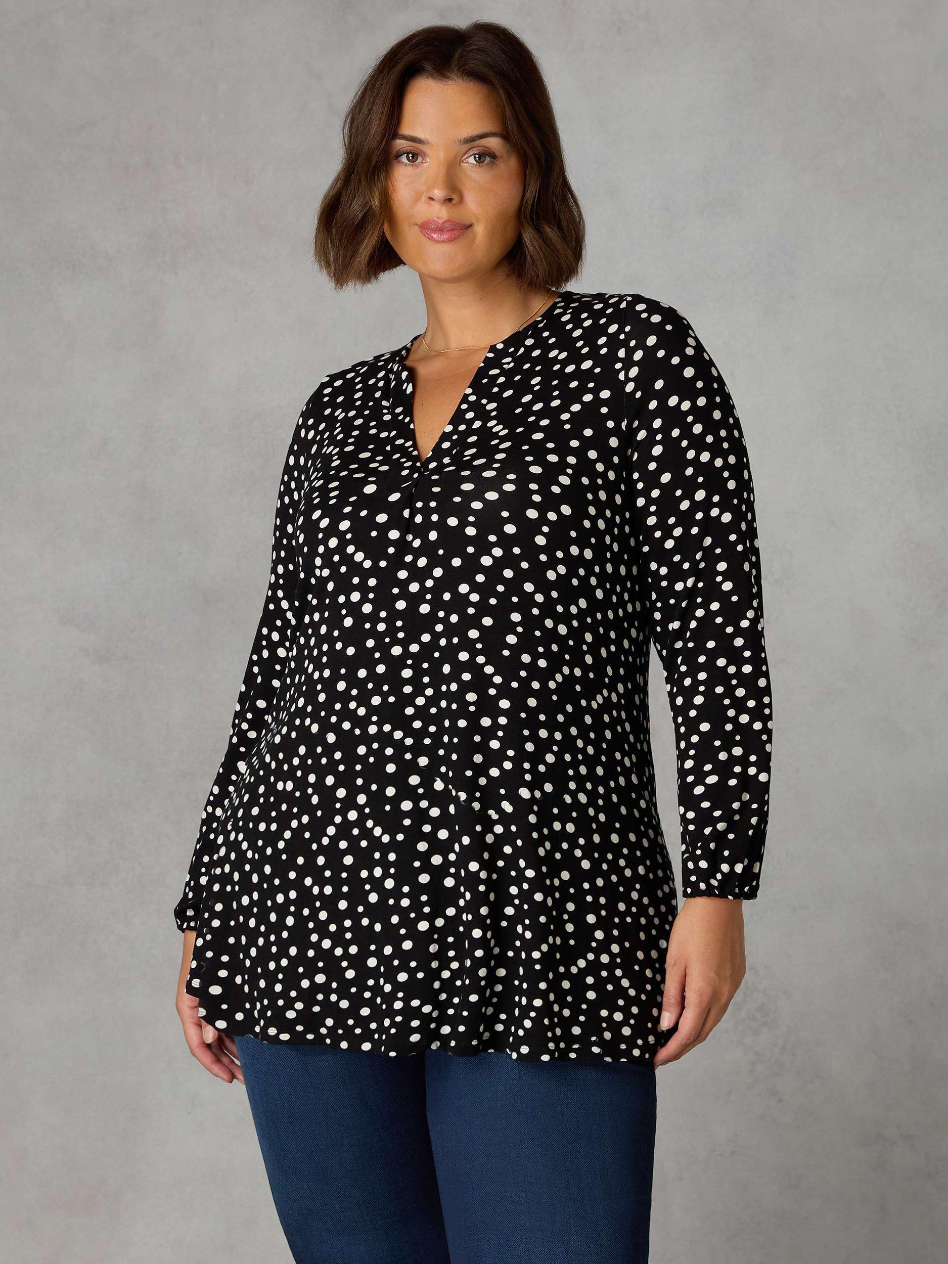 Live Unlimited Curve Spot Print Jersey Top, Black/White