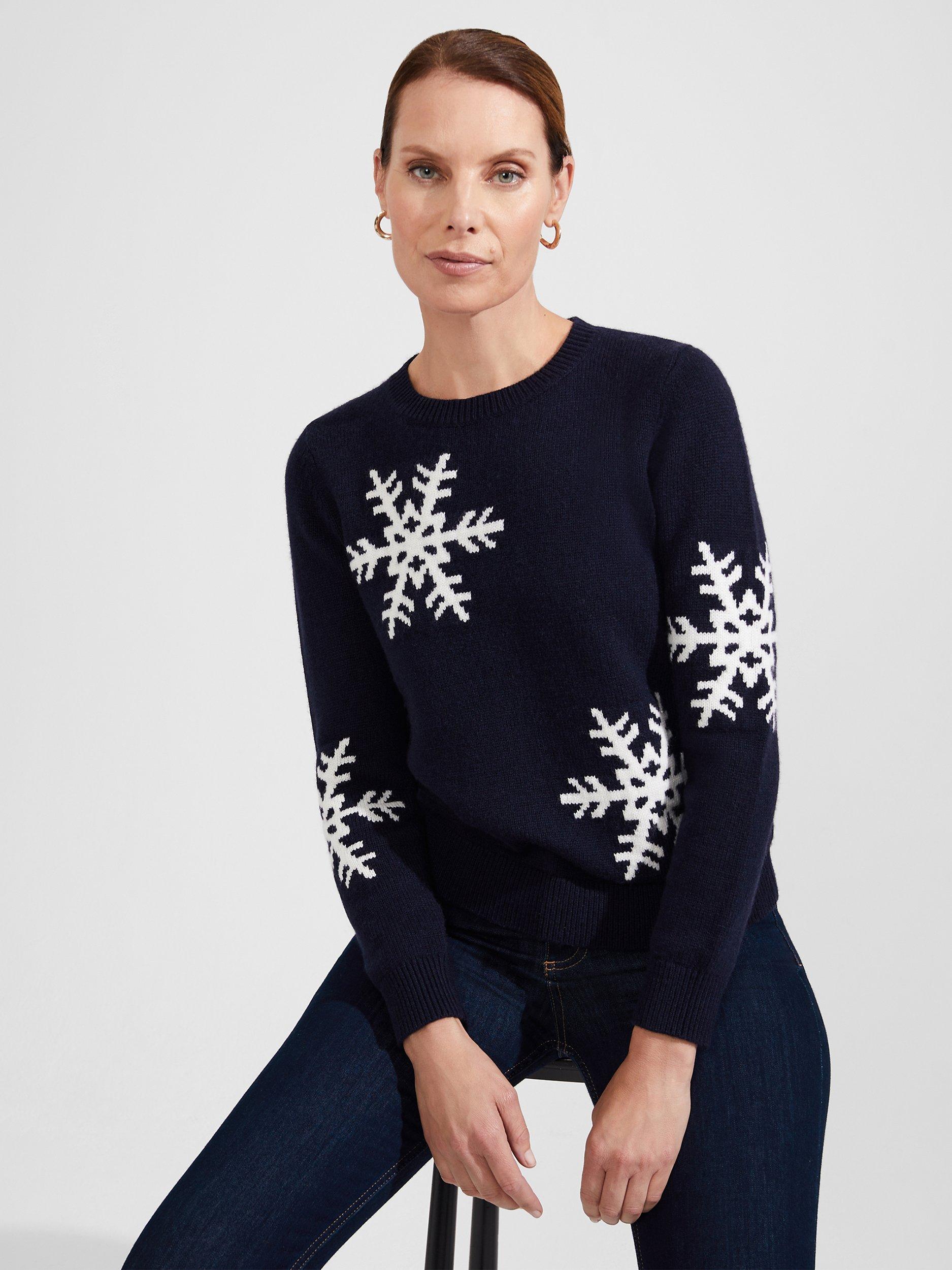 Hobbs Emberlynn Snowflake Wool Blend Jumper Navy Ivory