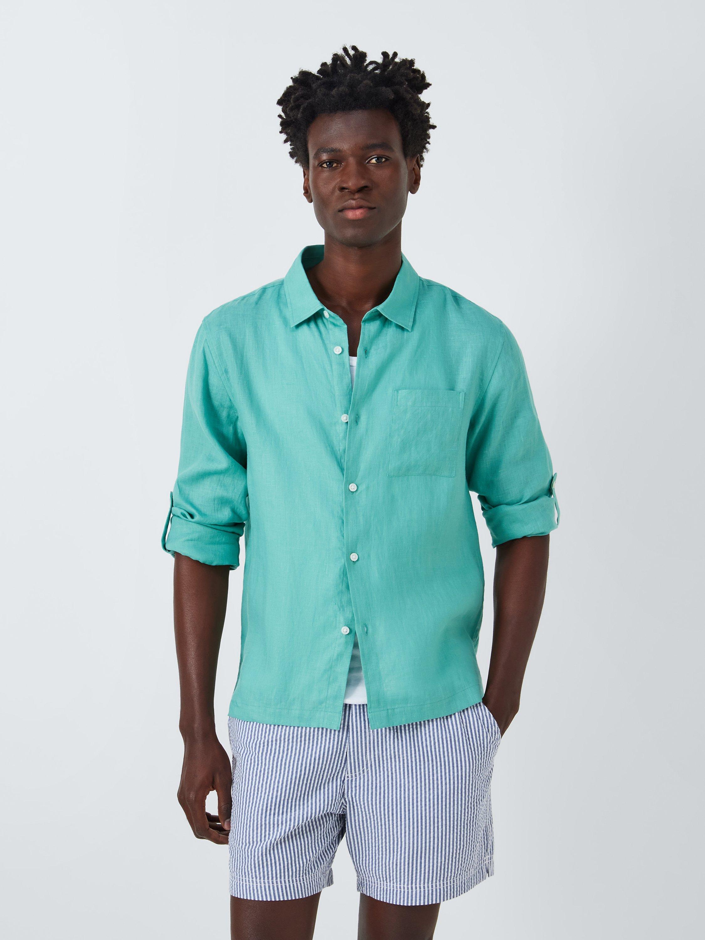 John Lewis Linen Beach Shirt, Green