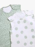 John Lewis Spot Print Baby Sleeping Bag, 1 Tog, Pack of 2