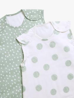 John Lewis Spot Print Baby Sleeping Bag, 1 Tog, Pack of 2 - view 2, Green/Multi
