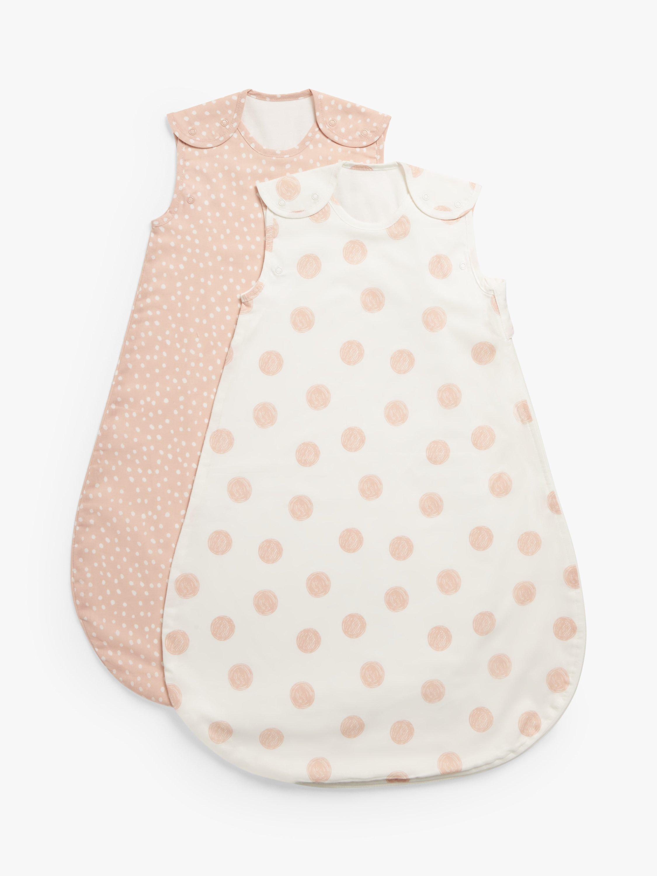 John Lewis ANYDAY Spot Print Baby Sleeping Bag 0.5 Tog Pack of 2 Pink