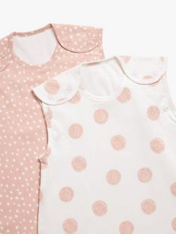 John Lewis Spot Print Baby Sleeping Bag, 0.5 Tog, Pack of 2 - view 2, Pink