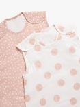 John Lewis Spot Print Baby Sleeping Bag, 1 Tog, Pack of 2, Pink/Multi