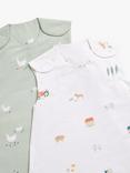 John Lewis Little Farm Baby Sleeping Bag, 0-5-1 Tog, Pack of 2, Multi