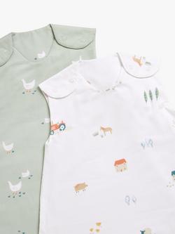 John Lewis Little Farm Baby Sleeping Bag, 0-5-1 Tog, Pack of 2, Multi - view 2, Multi