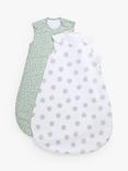 John Lewis Spot Print Baby Sleeping Bag, 0.5 Tog, Pack of 2, Green
