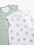 John Lewis Spot Print Baby Sleeping Bag, 0.5 Tog, Pack of 2, Green