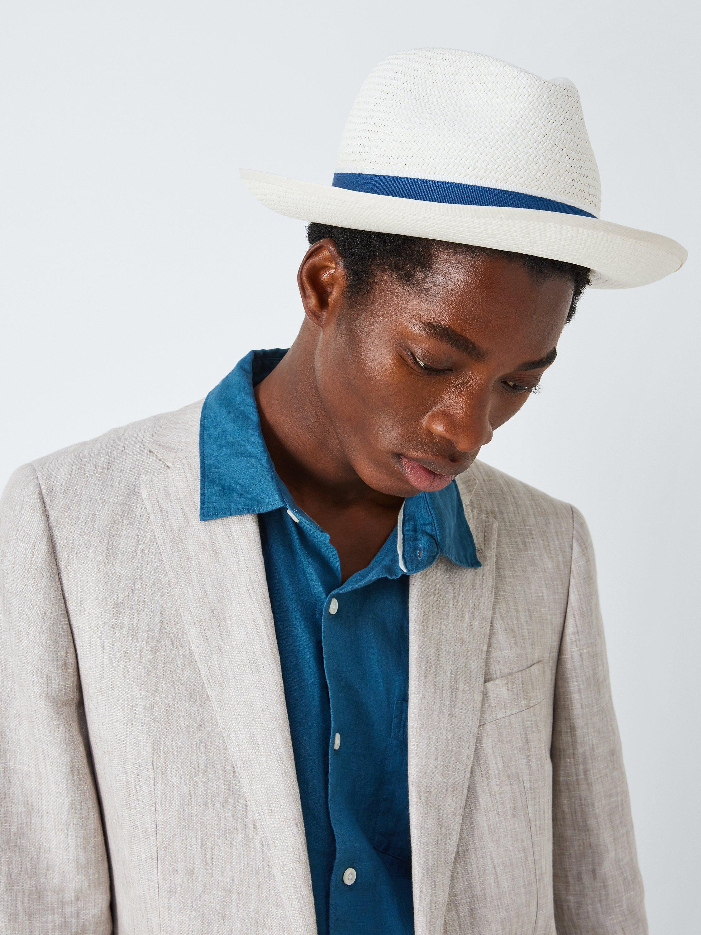 John Lewis Panama Hat, White/Blue