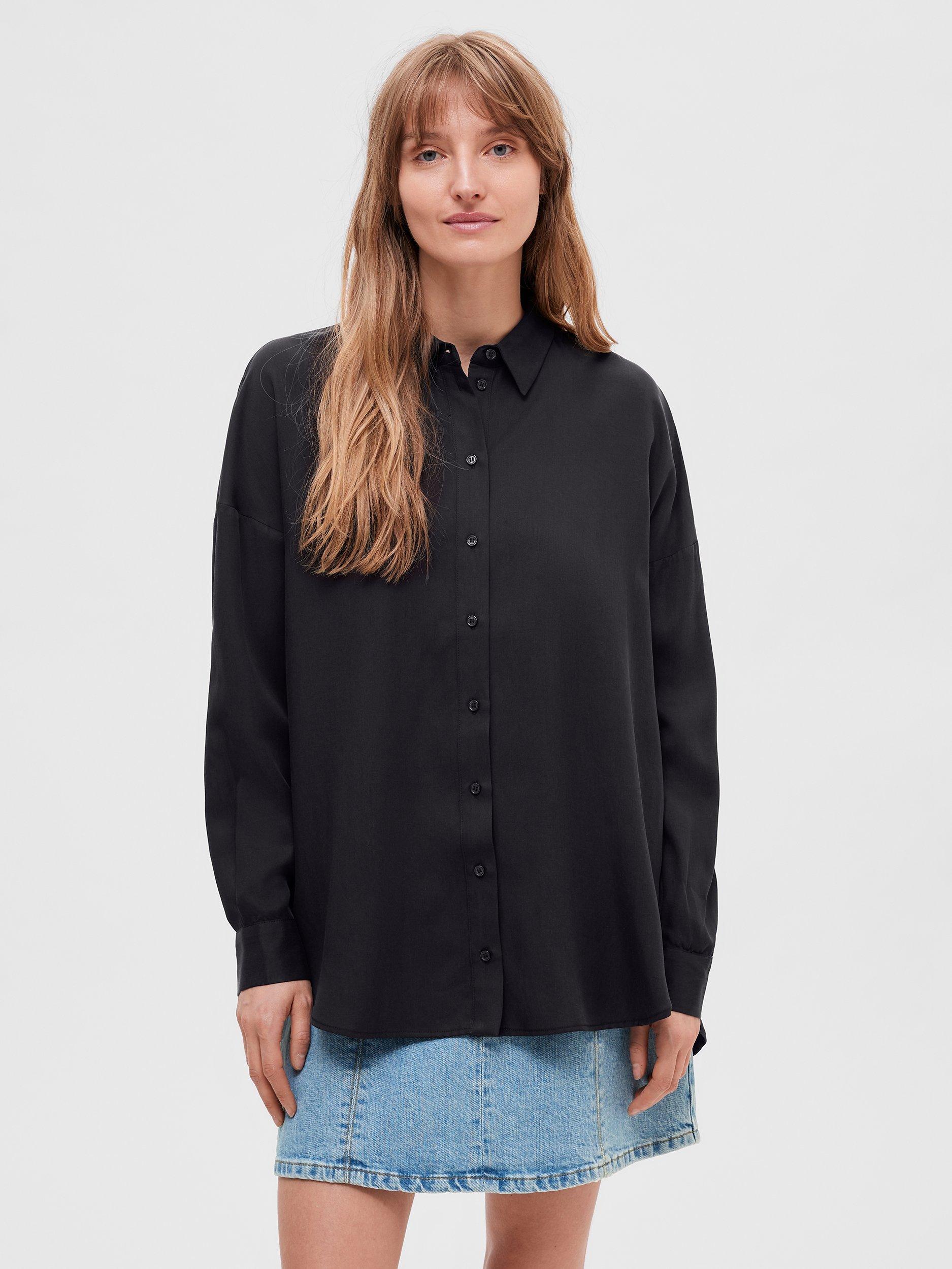 SELECTED FEMME Long Sleeve Shirt, Black