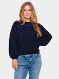 Saint Tropez Barbel Sequin Wool Blend Jumper, Obsidian Melange