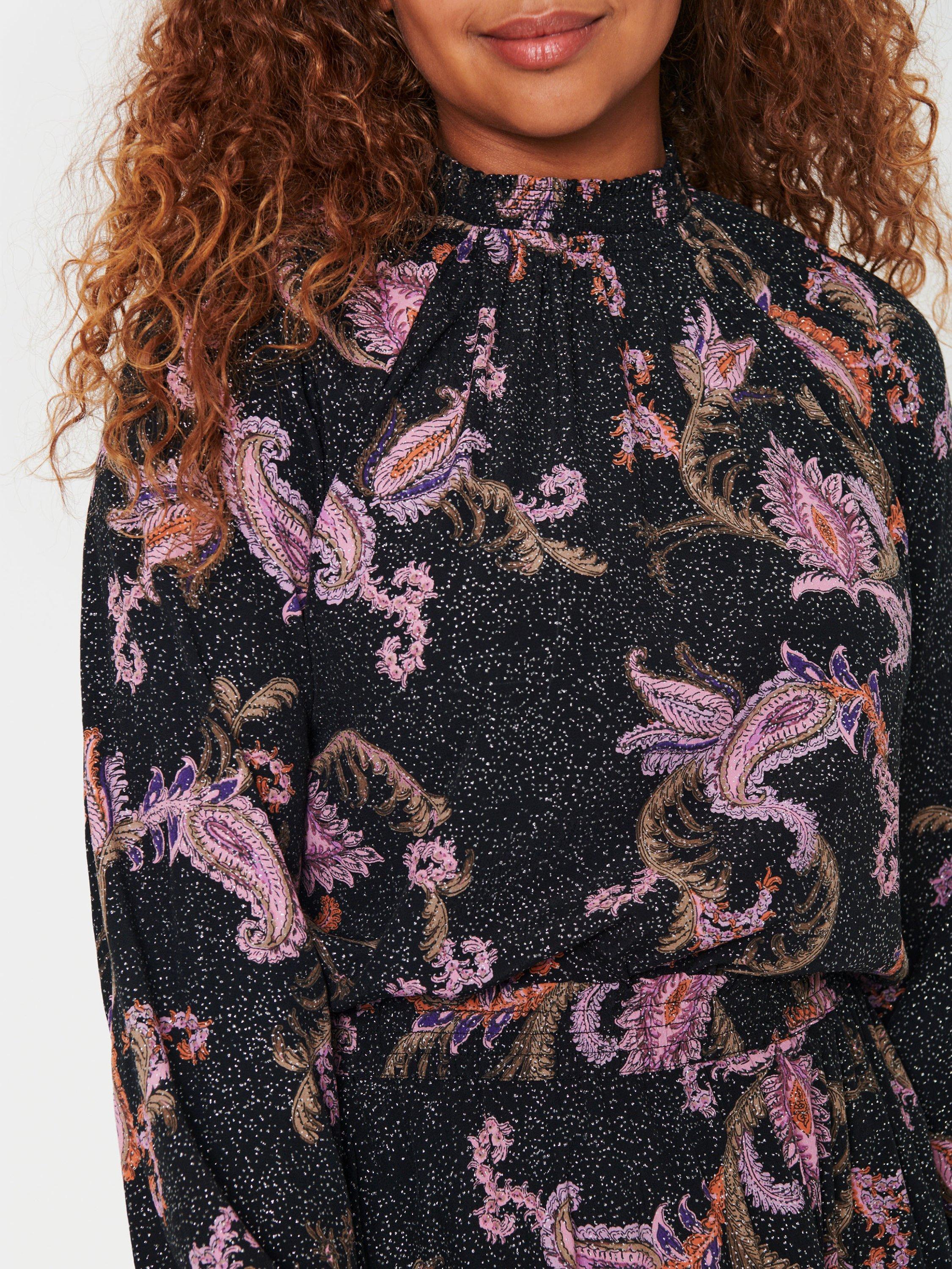 Product image 4 of 6, which shows Saint Tropez Benina Paisley Print Blouse, Black/Multi, XS