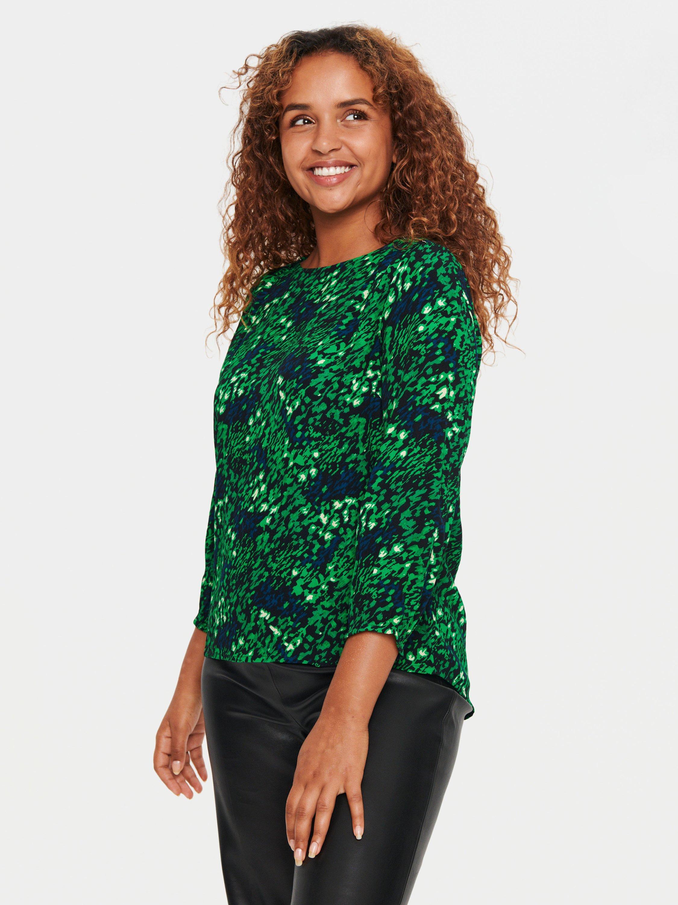 Saint Tropez Adele Casual Fit 3/4 Sleeve Blouse, Green/Multi